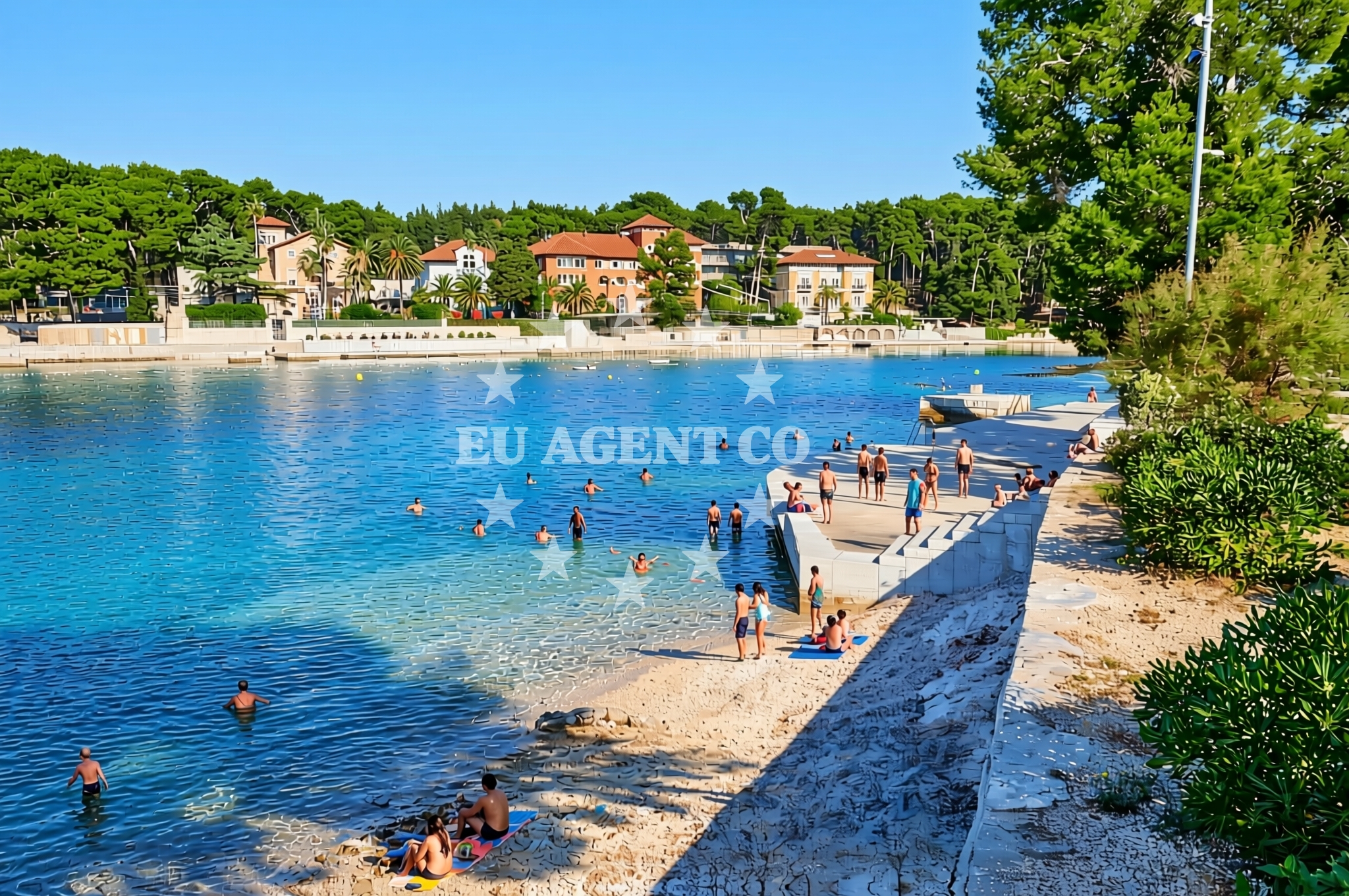 Shoreline and swimming area at Ostrugova jug, Mali Lošinj (Lošinj) Beach in Ostrugova jug