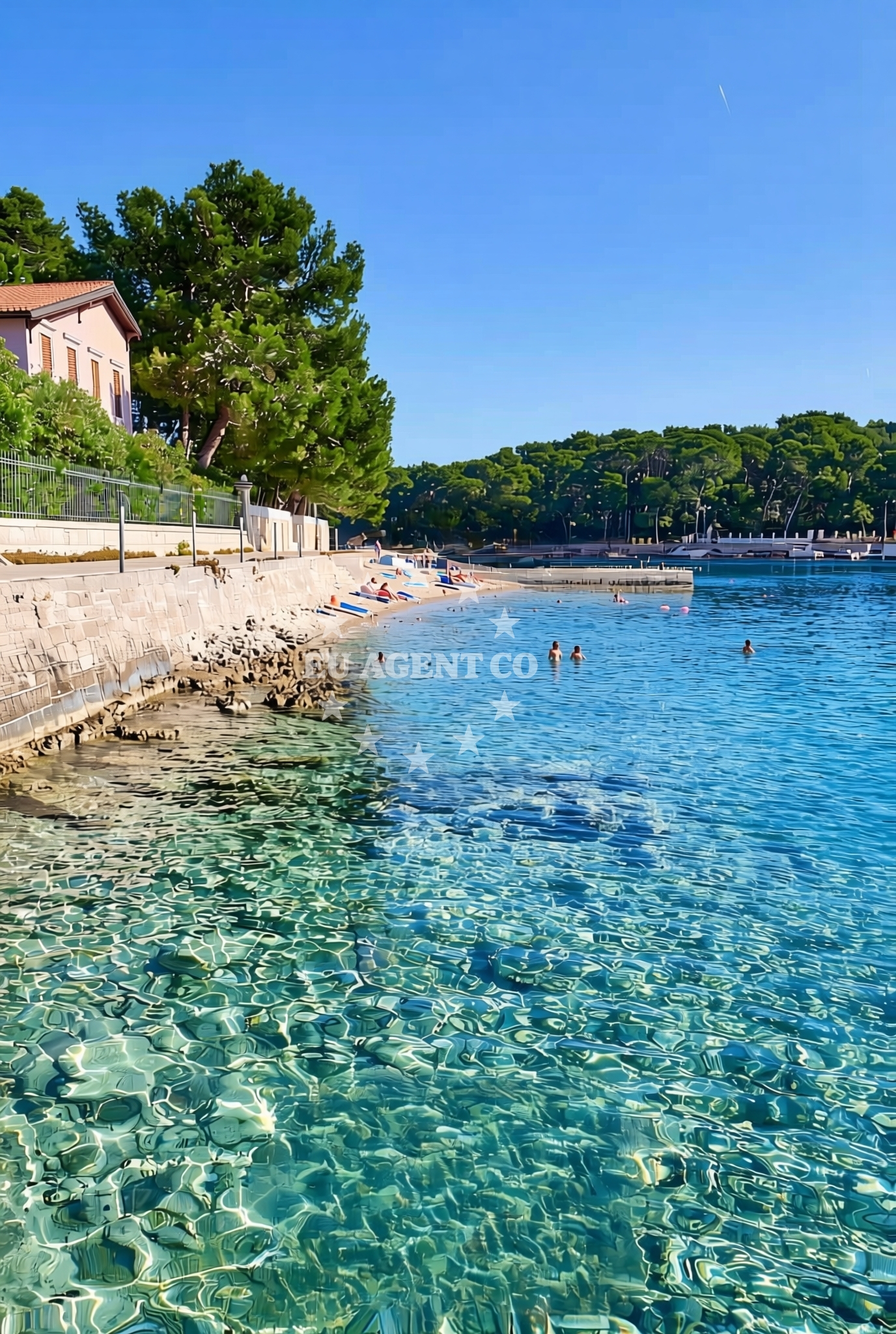 Sea and coastal view of Ostrugova zapad, Mali Lošinj (Lošinj) Beach in Ostrugova zapad
