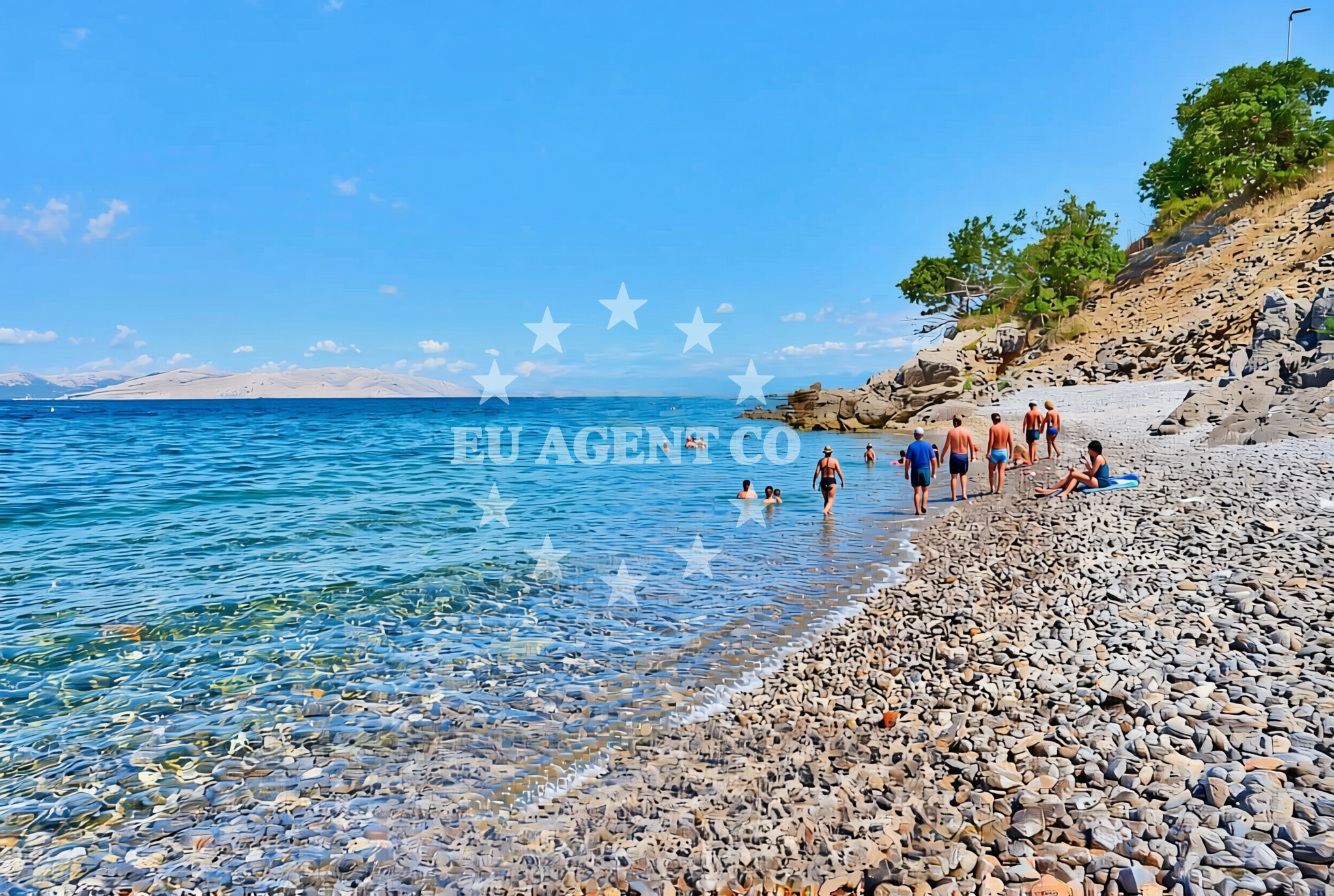 Shoreline and swimming area at Otinja, Sveti Juraj Beach in Otinja