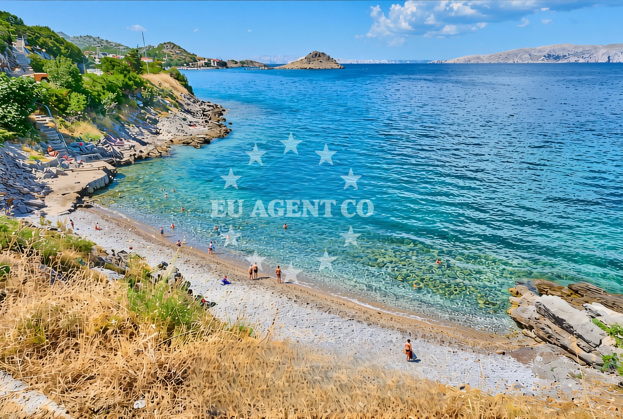 Sea and coastal view of Otinja, Sveti Juraj Beach in Otinja