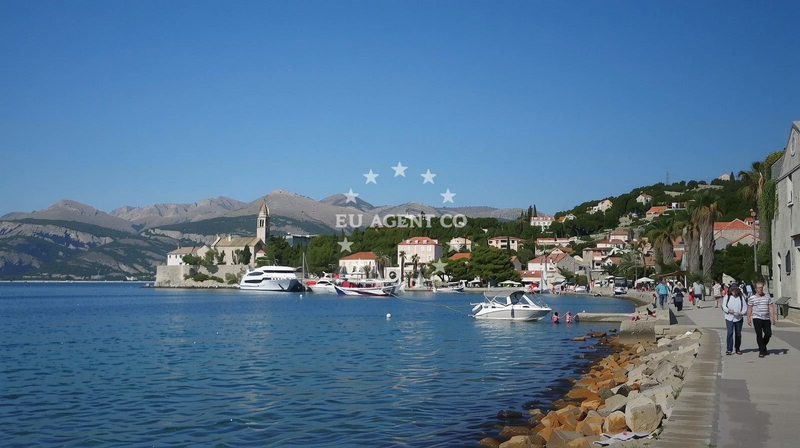 Shoreline and swimming area at Otok Sipan in , Lopud