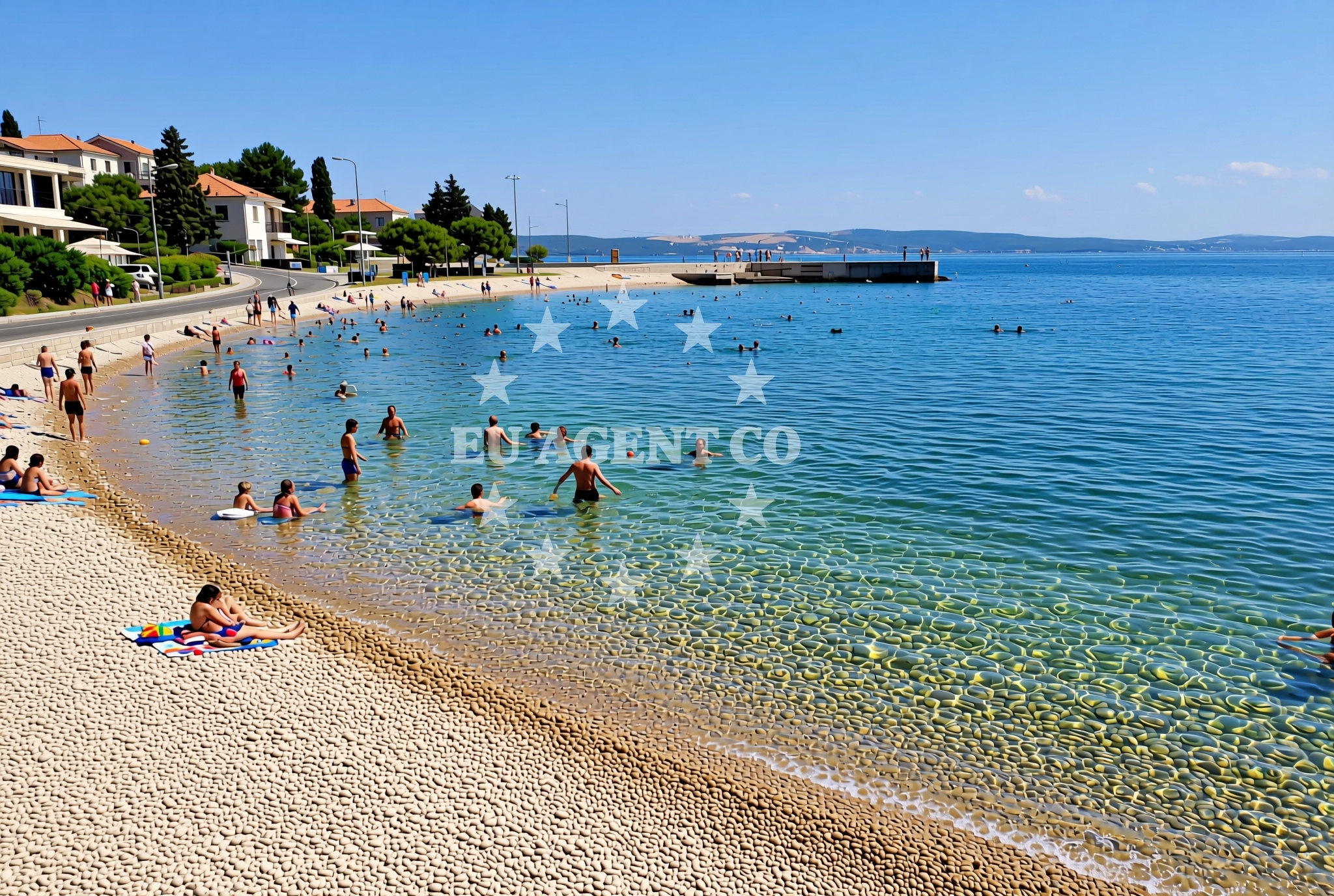 Sea and coastal view of Otrić jug, Kukljica (Ugljan) Beach in Otrić jug