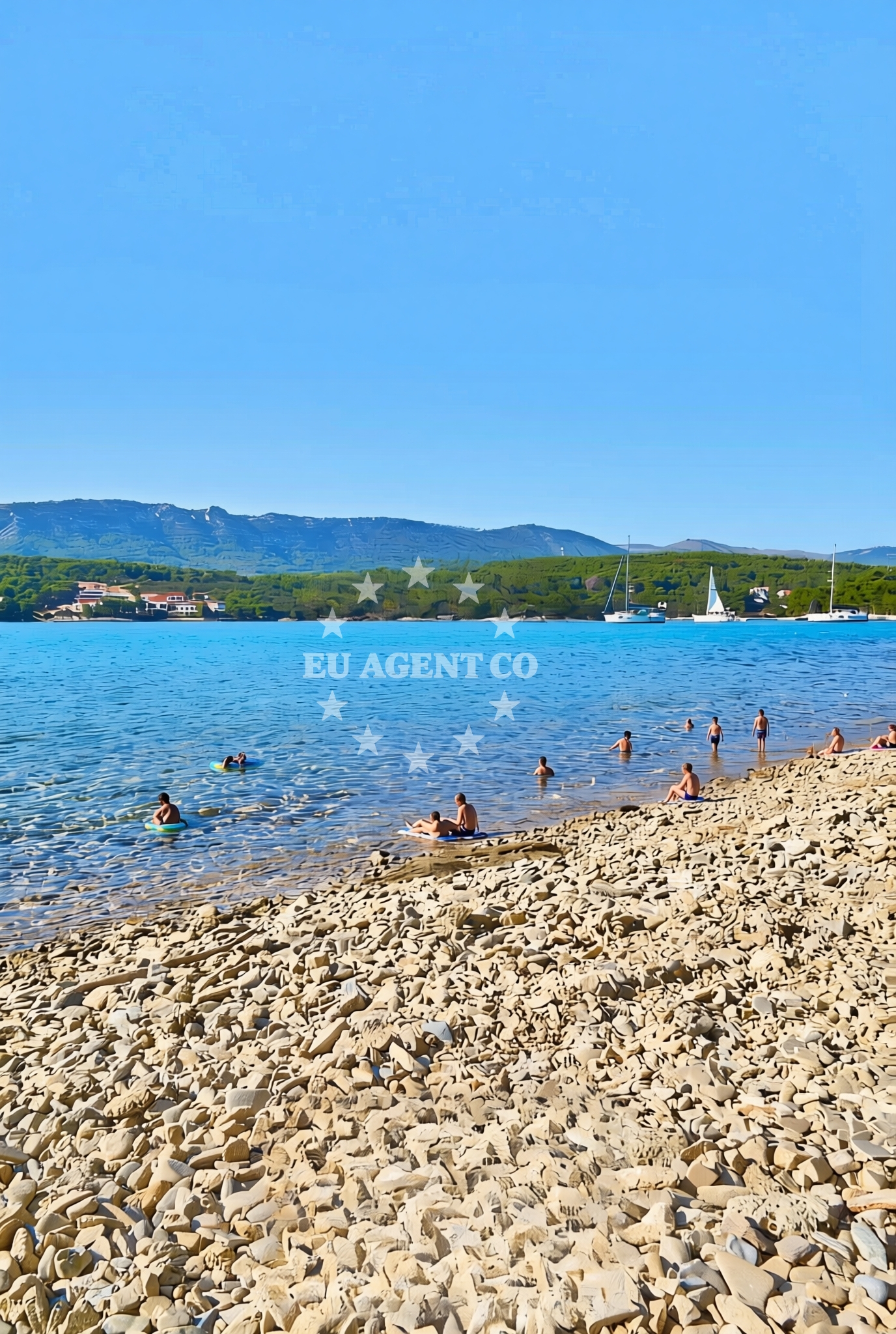 Sea and coastal view of Paklena sredina, Vrboska (Hvar) Beach in Paklena sredina