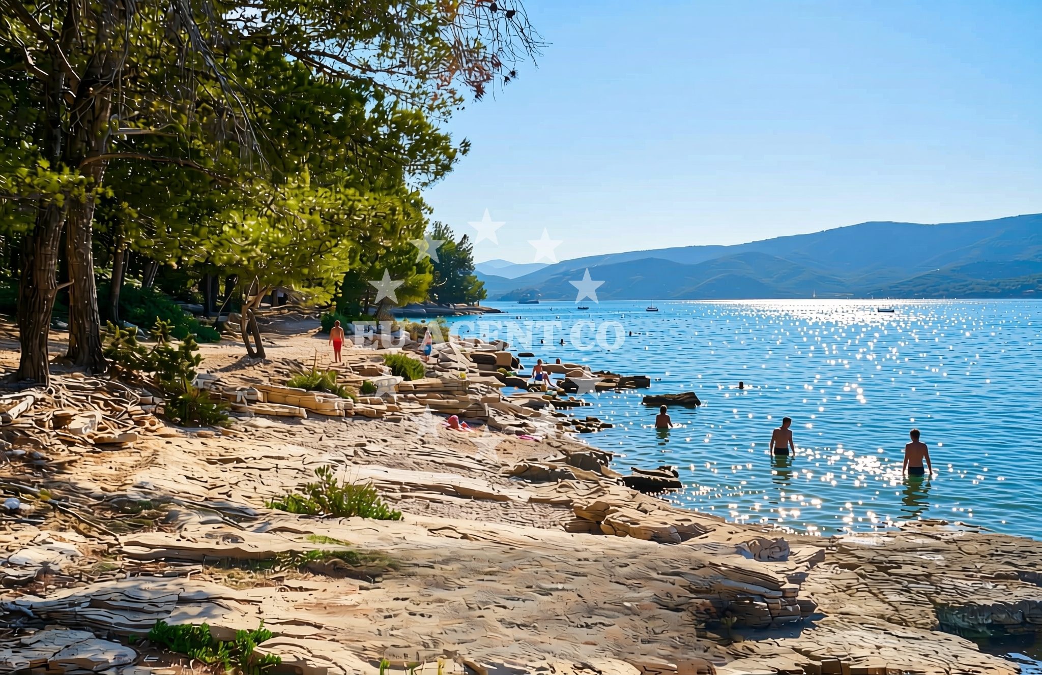 Shoreline and swimming area at Paklena zapad, Vrboska (Hvar) Beach in Paklena zapad