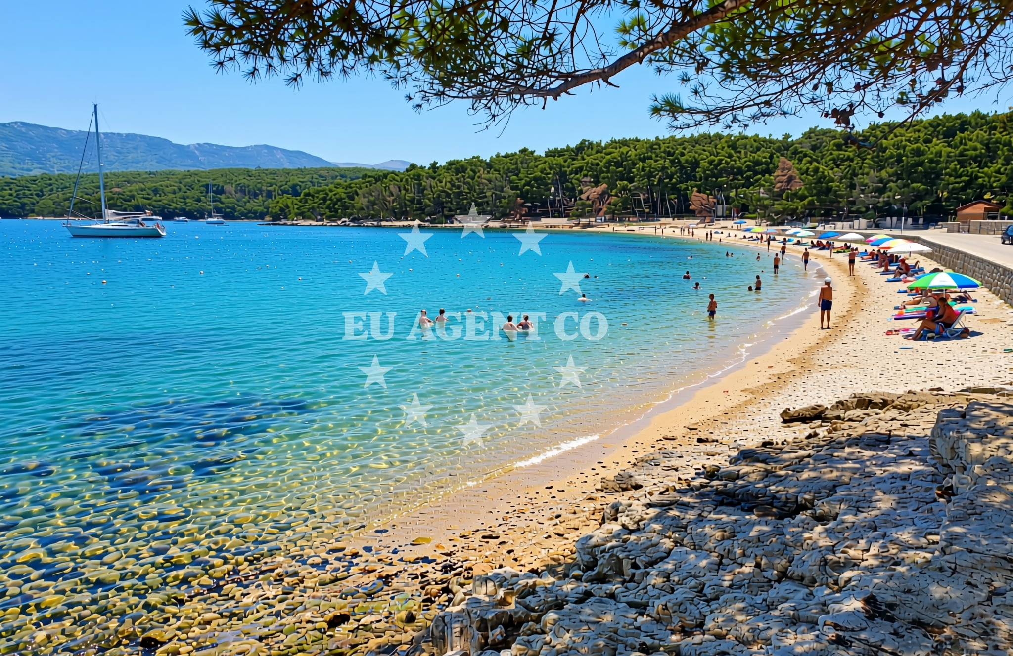 Sea and coastal view of Paklena zapad, Vrboska (Hvar) Beach in Paklena zapad