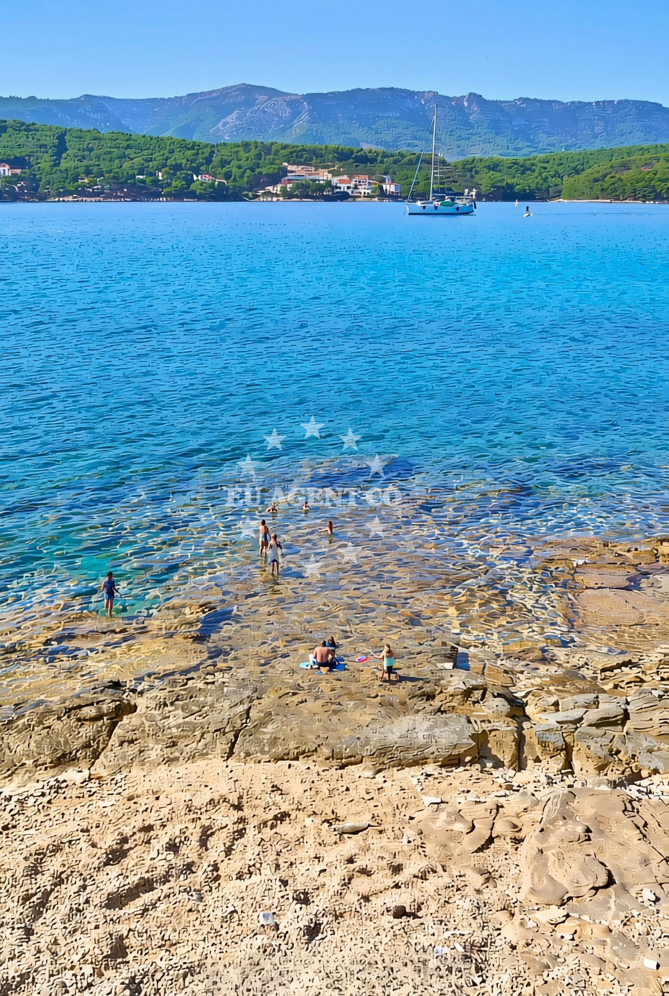 Beach facilities and surroundings at Paklena zapad, Vrboska (Hvar) Beach in Paklena zapad