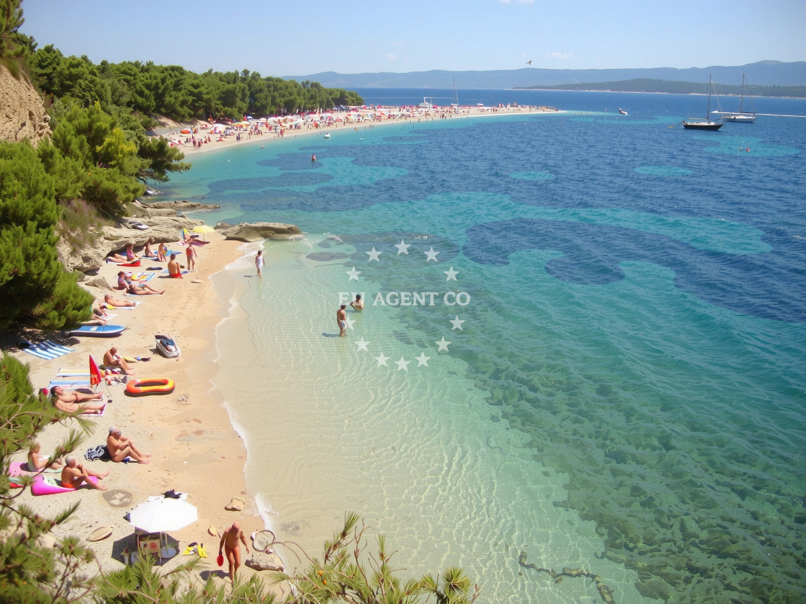 Sea and coastal view of Paklina FKK Beach in Put Zlatnog Rata 1, Bol