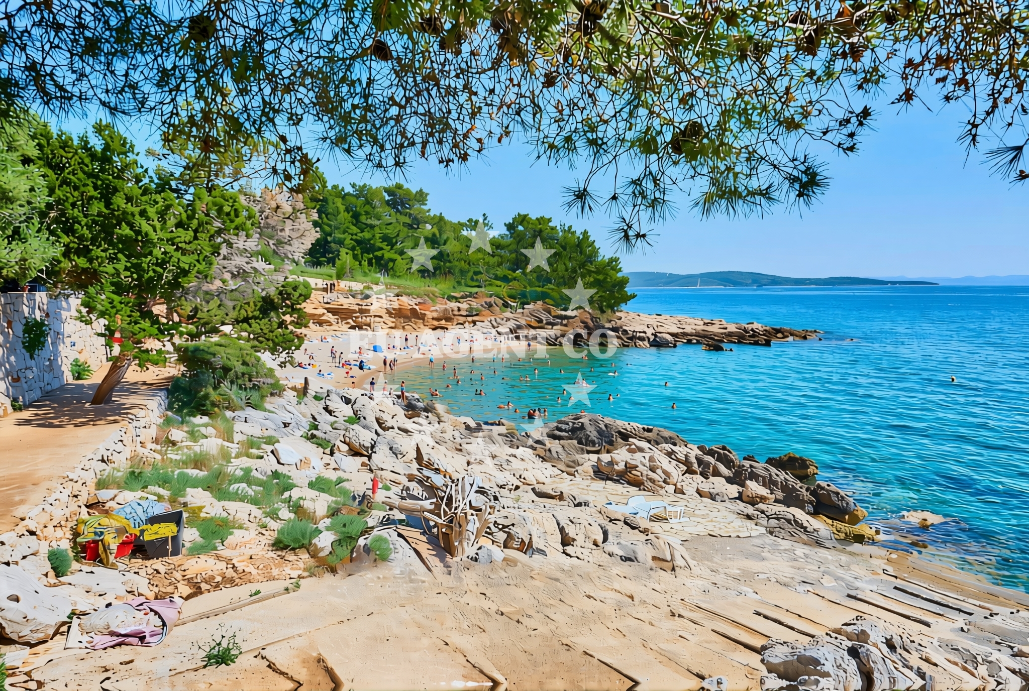 Shoreline and swimming area at Paklina, Ivan Dolac (Hvar) Beach in Paklina