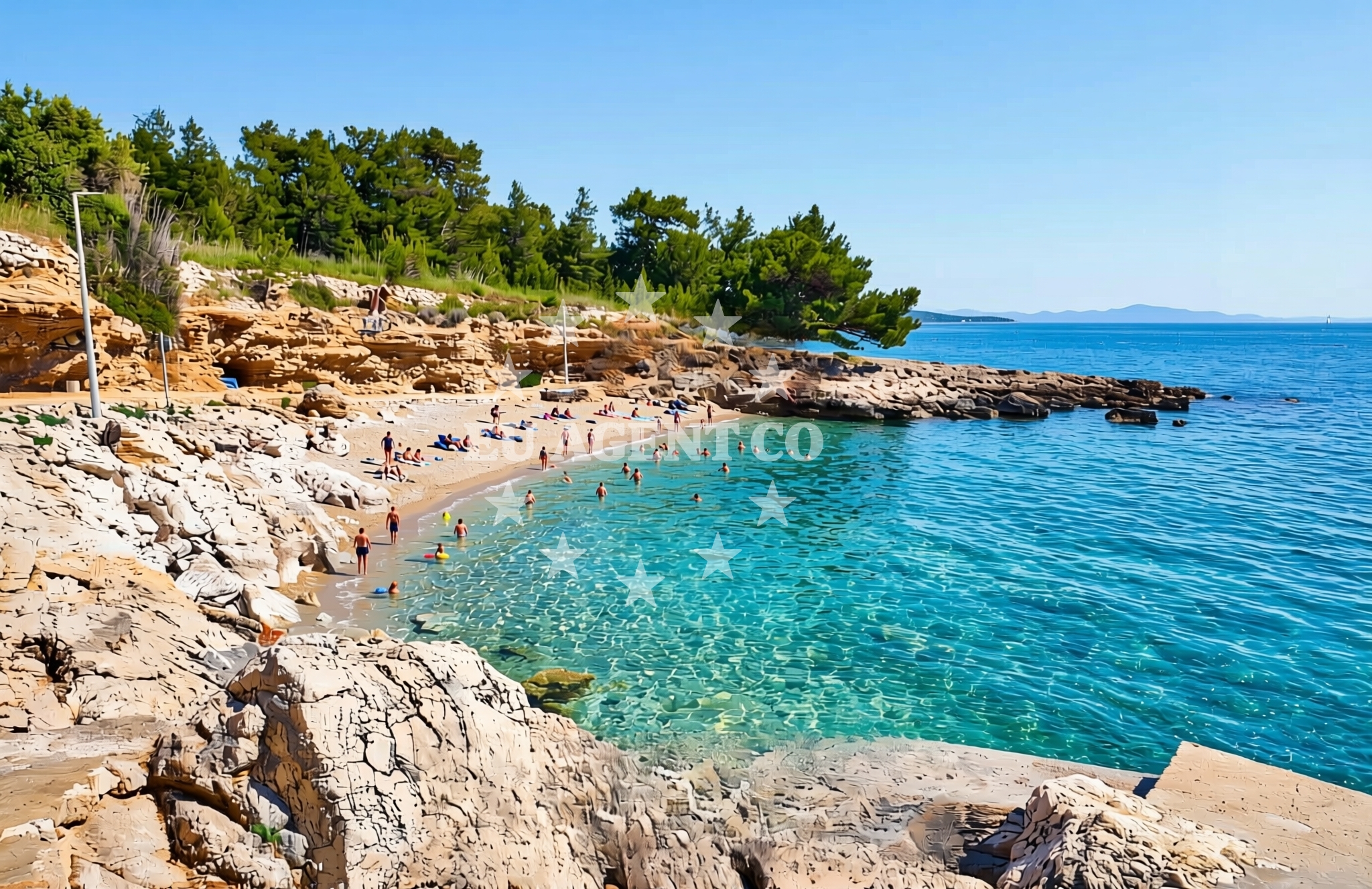Beach facilities and surroundings at Paklina, Ivan Dolac (Hvar) Beach in Paklina
