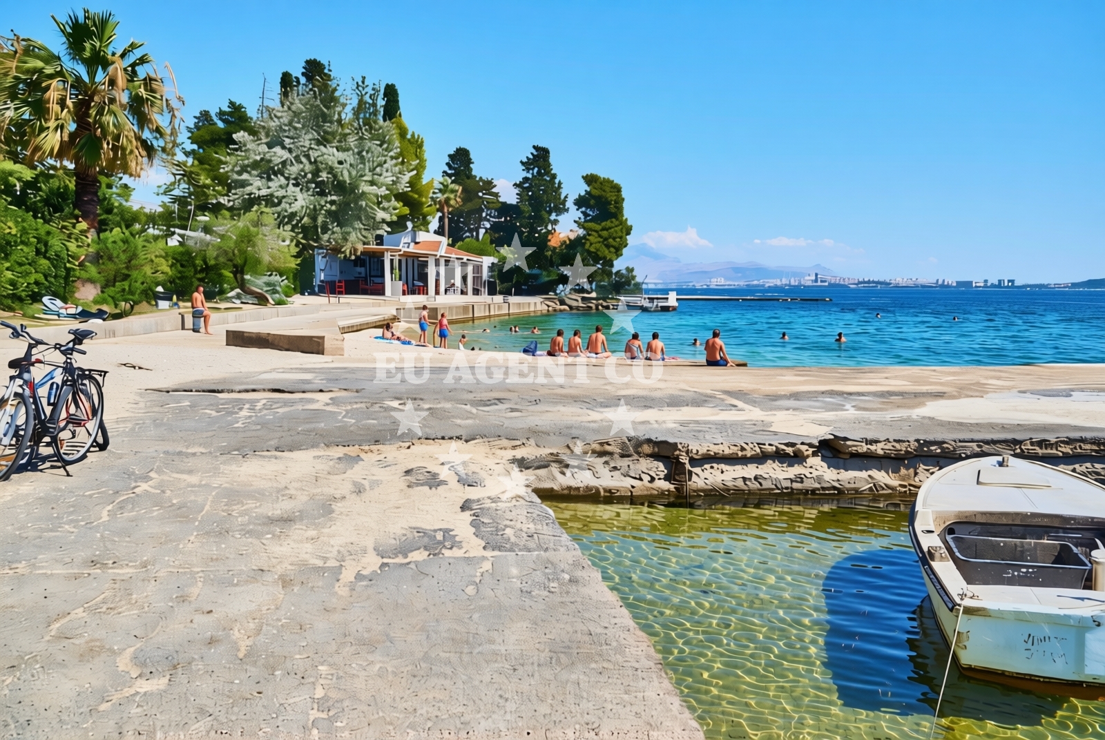 Shoreline and swimming area at Palace, Kaštel Stari Beach in Palace