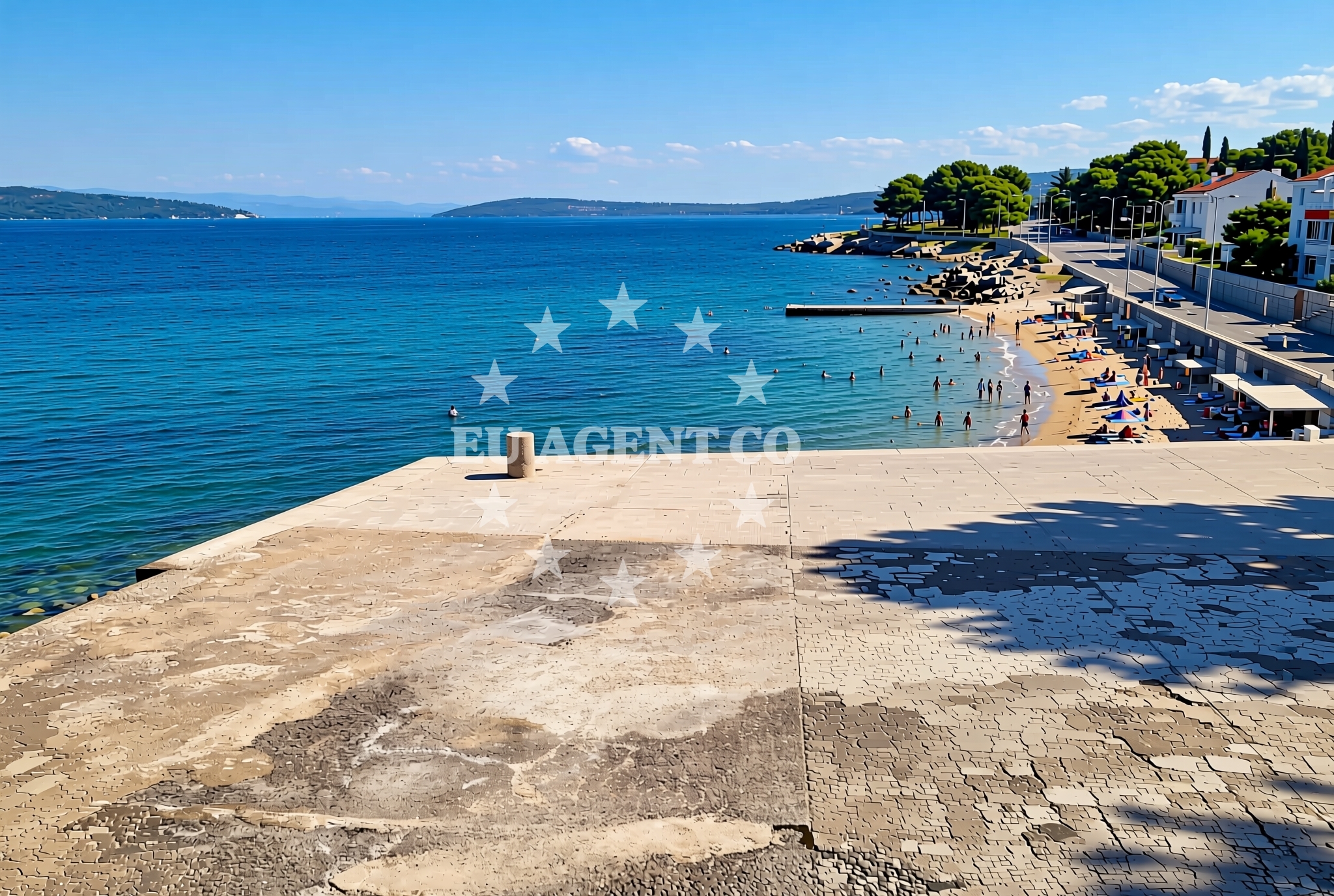 Sea and coastal view of Palace, Kaštel Stari Beach in Palace