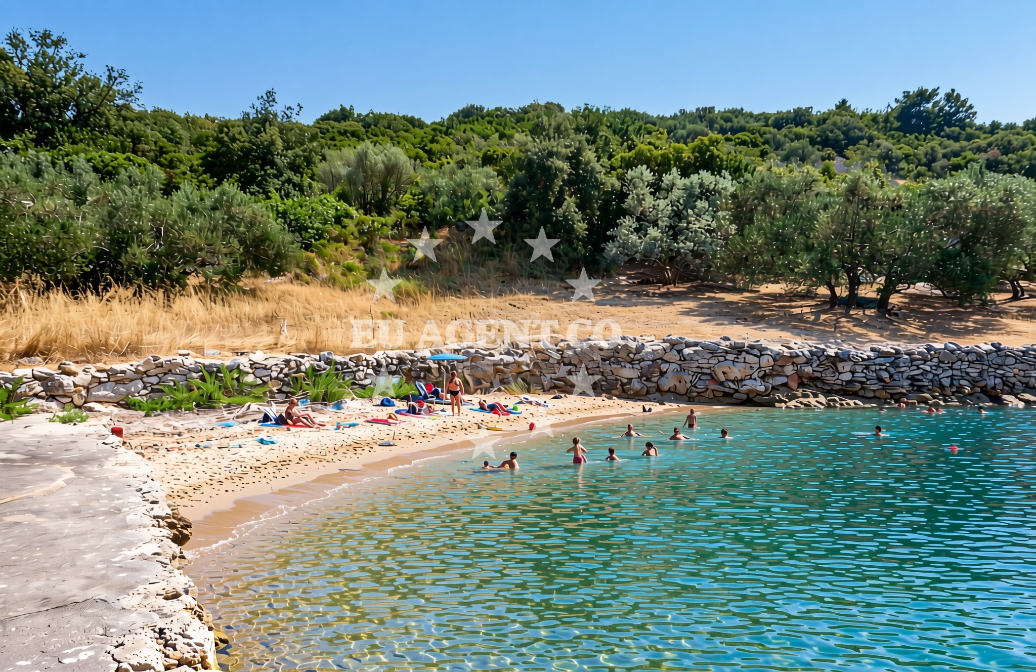 Sea and coastal view of Paladinica, Rava (Rava) Beach in Paladinica