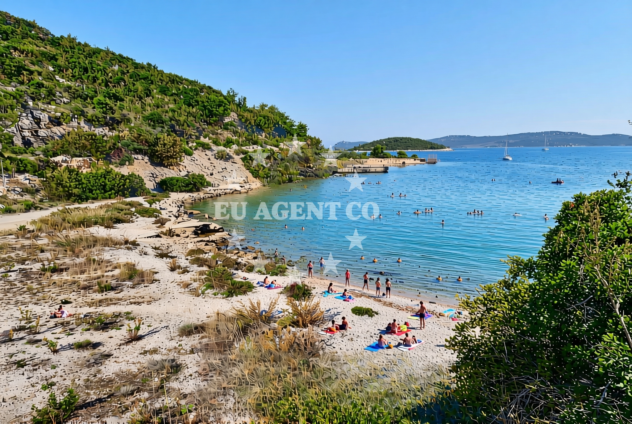 Shoreline and swimming area at Paprenica, Dragove (Dugi otok) Beach in Paprenica