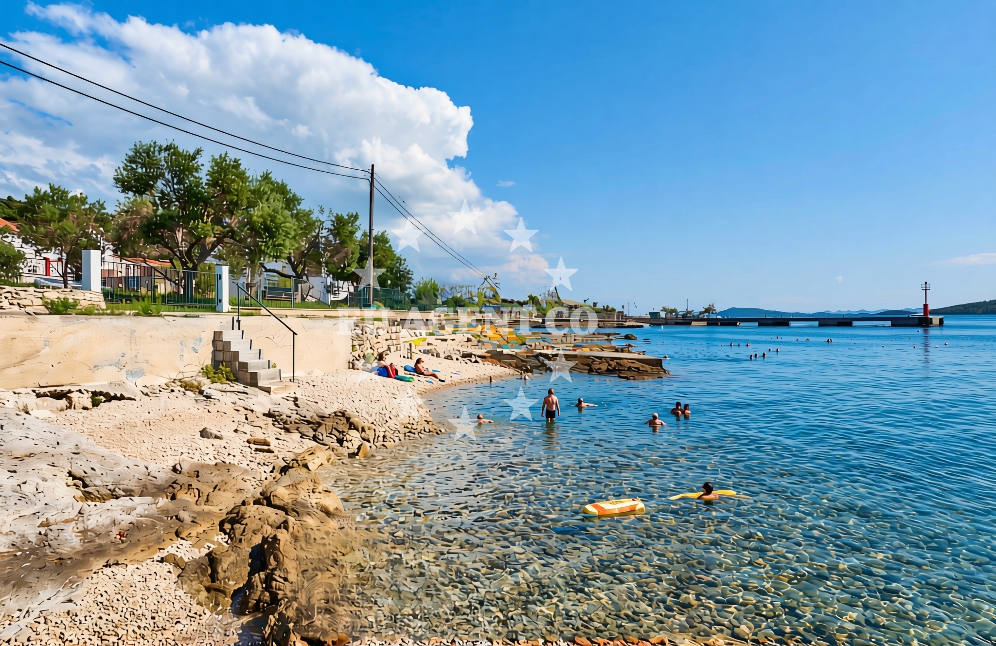 Sea and coastal view of Paračica jug, Rivanj (Rivanj) Beach in Paračica jug