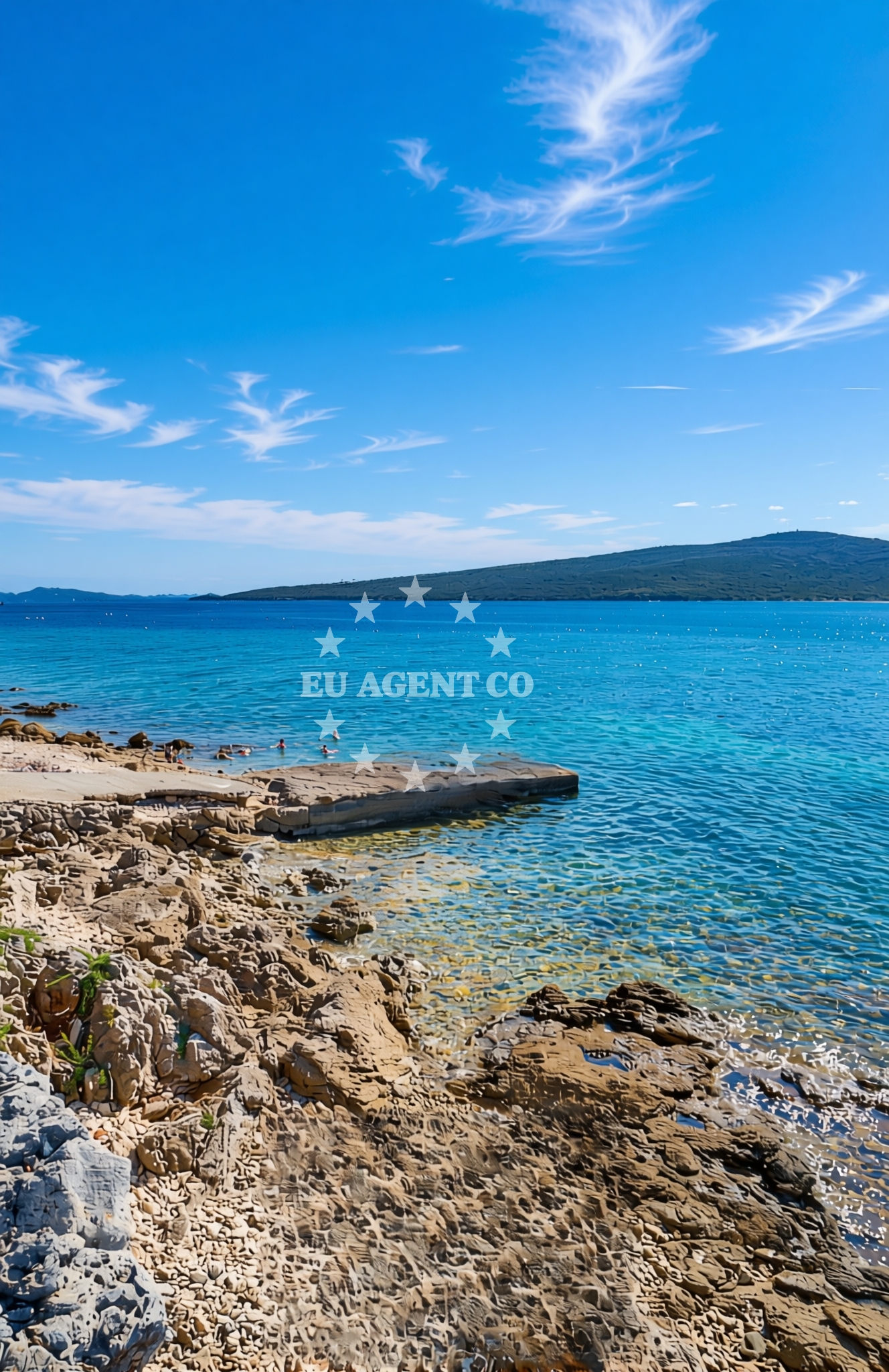 Sea and coastal view of Paračica sjever, Rivanj (Rivanj) Beach in Paračica sjever
