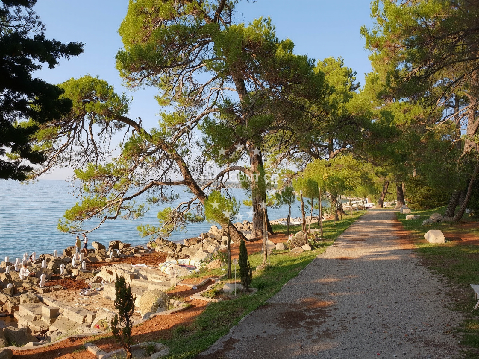 Beach facilities and surroundings at Paradise beach in Put Haludova, Malinska