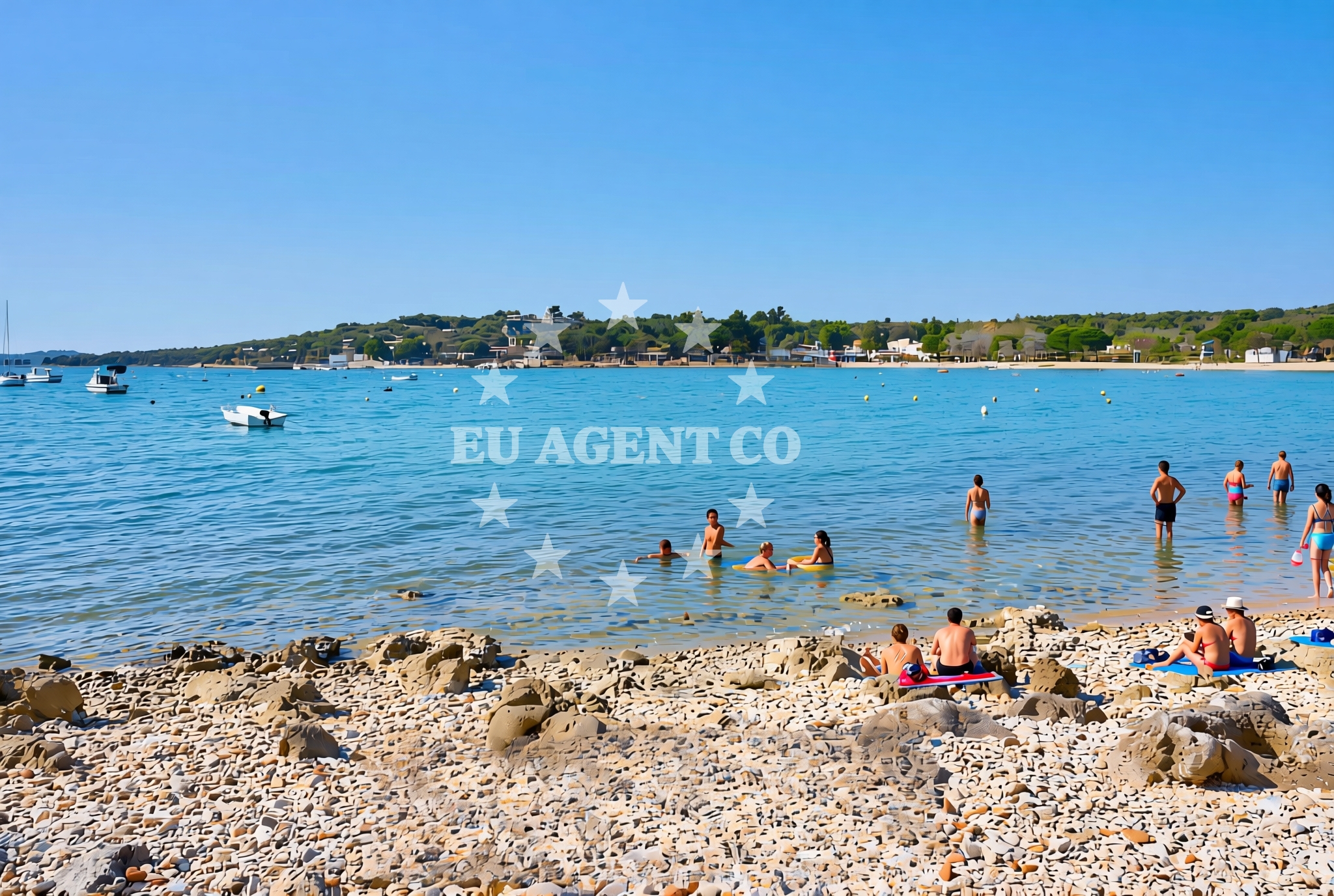 Shoreline and swimming area at Paradiž (dog beach), Rovinj Beach in Paradiž (plaža za pse)
