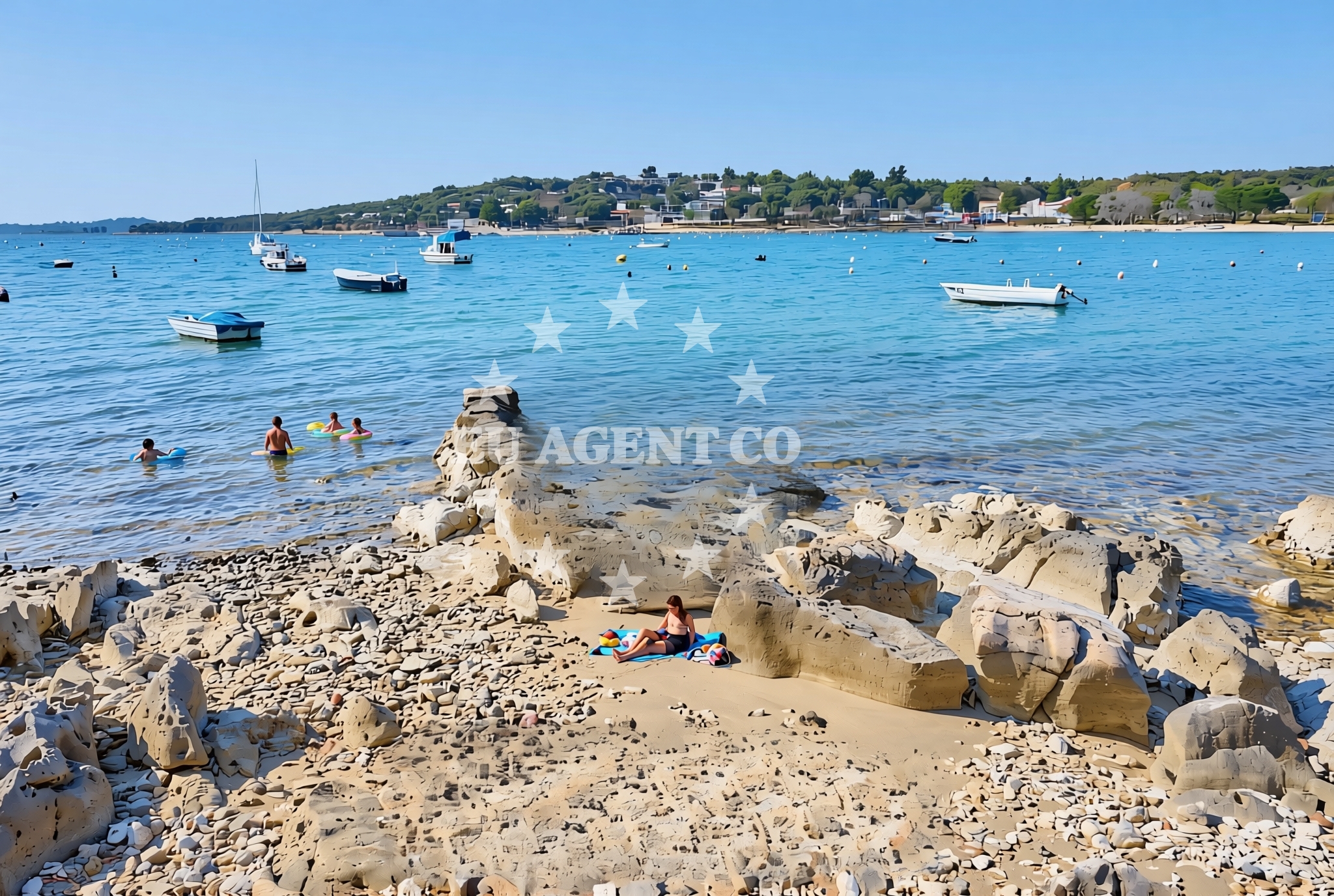 Beach facilities and surroundings at Paradiž (dog beach), Rovinj Beach in Paradiž (plaža za pse)