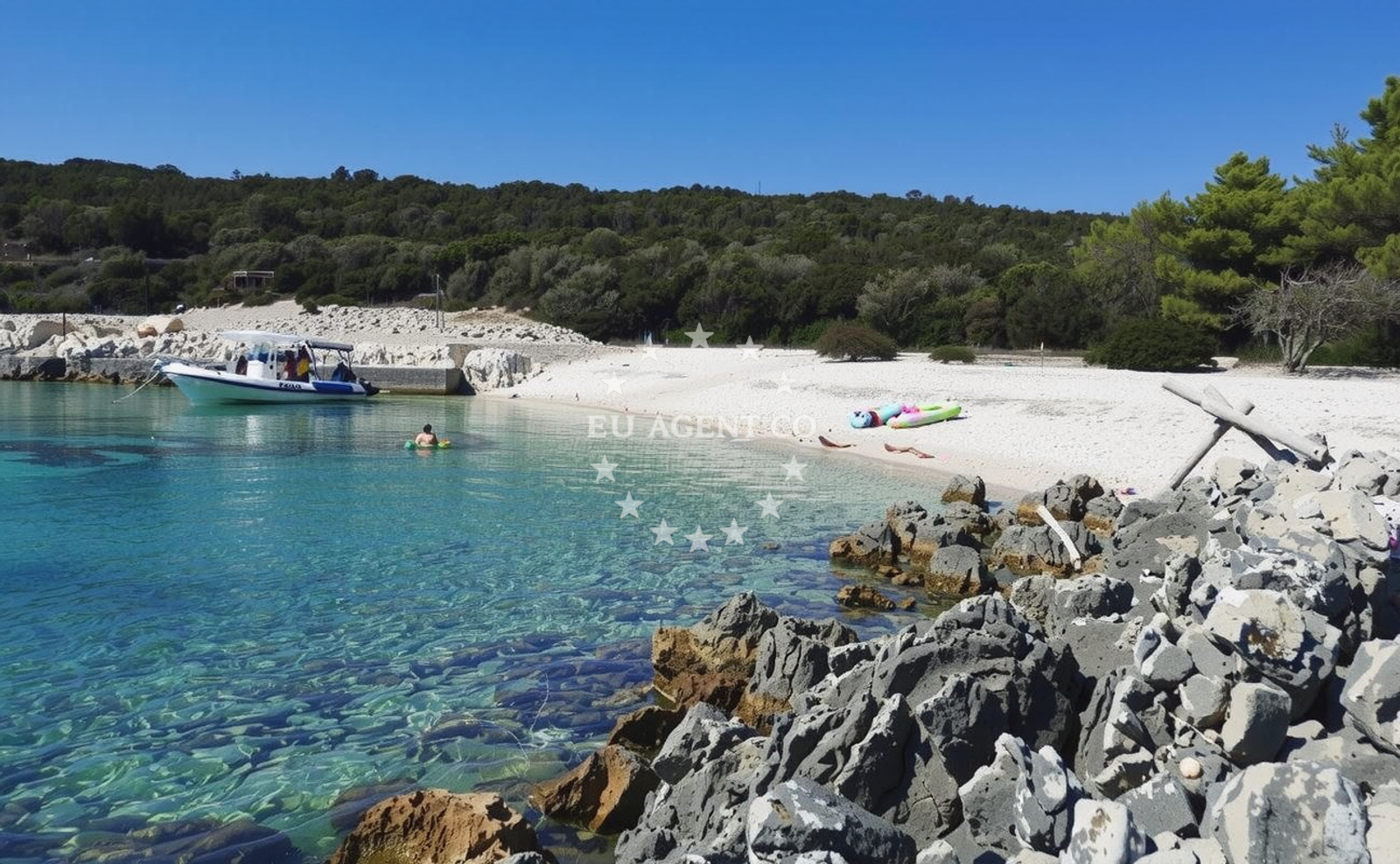 Beach facilities and surroundings at Parknu beach in , Ilovik
