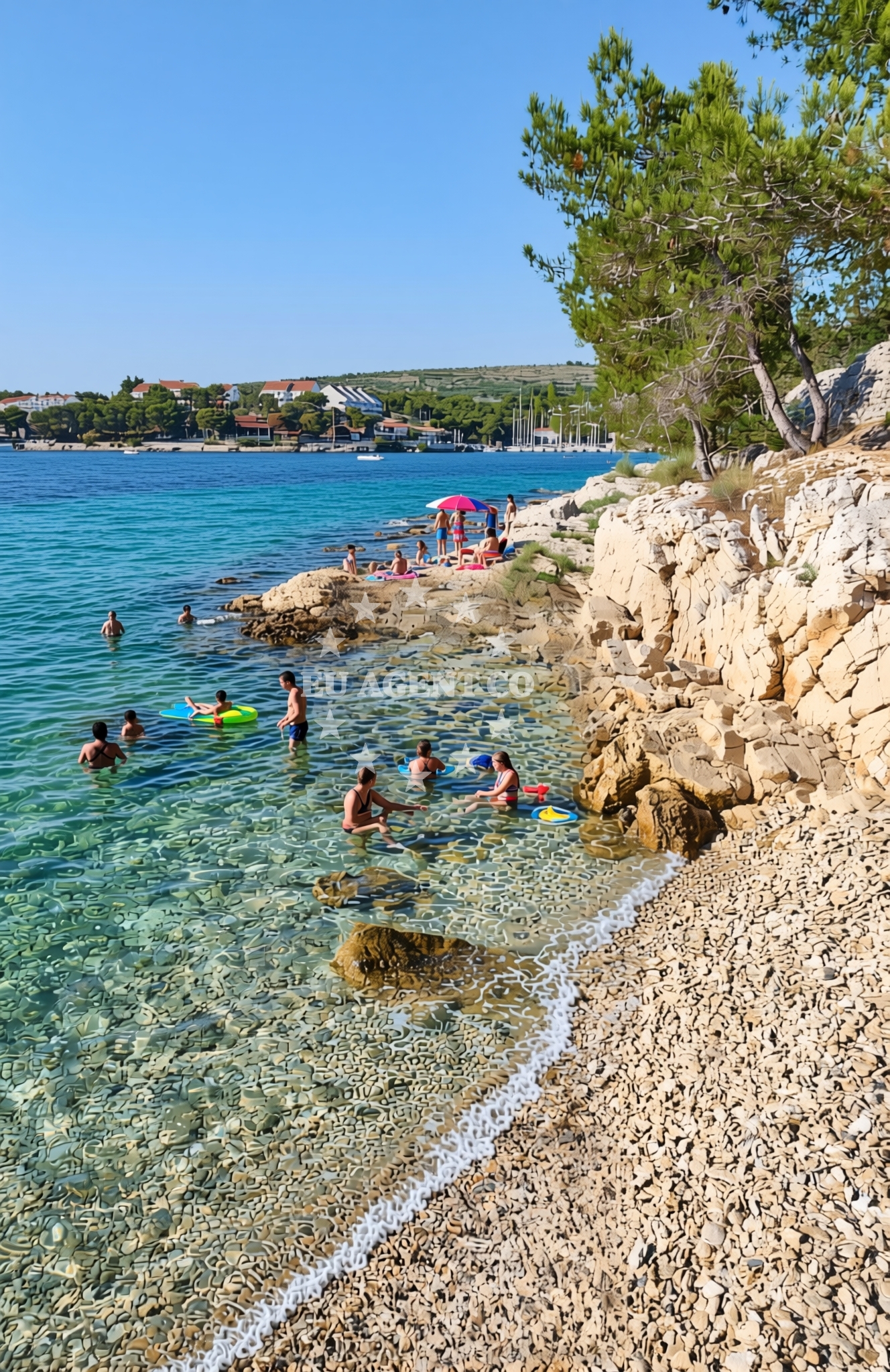 Beach facilities and surroundings at Pasika istok, Milna (Brač) Beach in Pasika istok