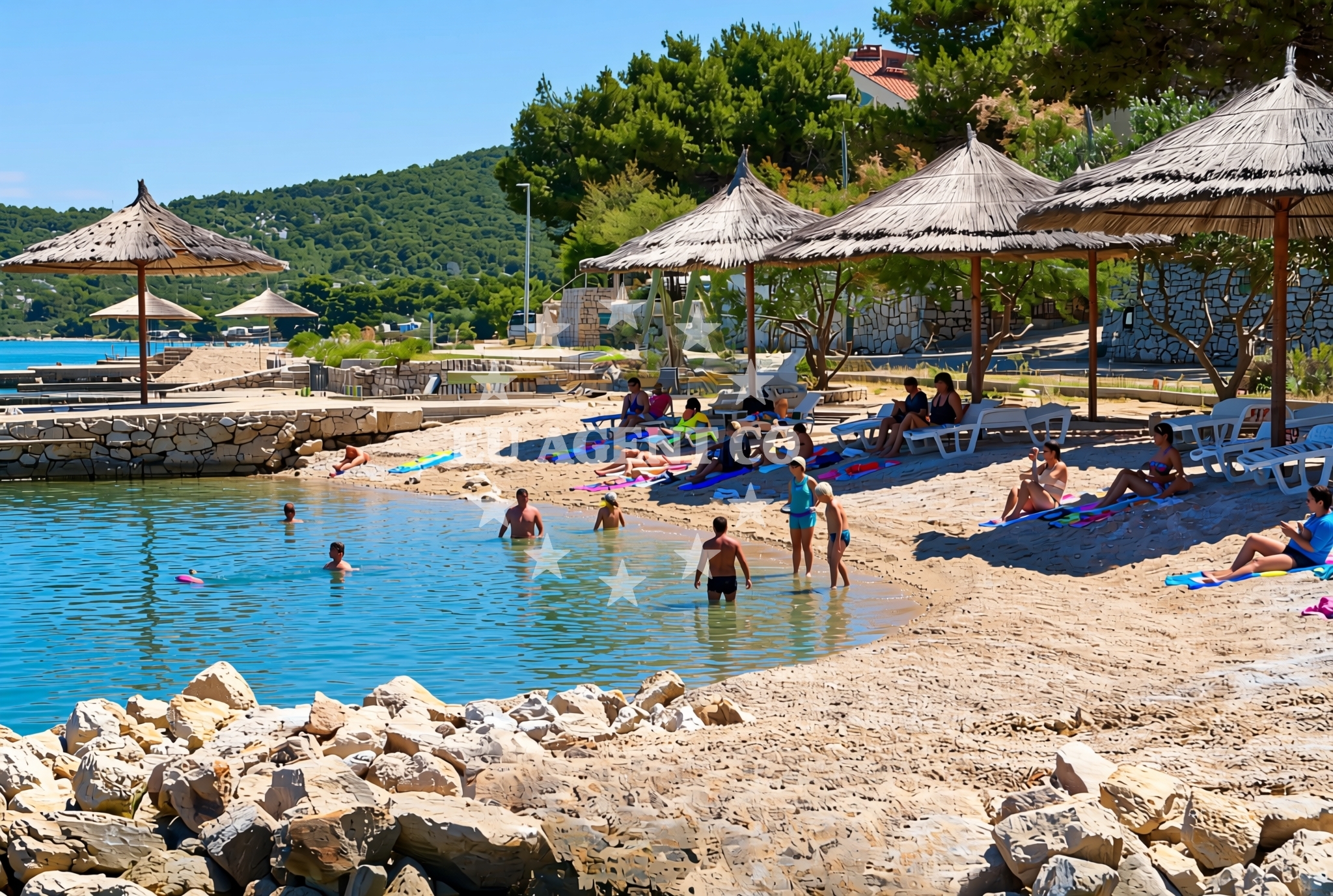 Shoreline and swimming area at Pašipolje, Betina (Murter) Beach in Pašipolje