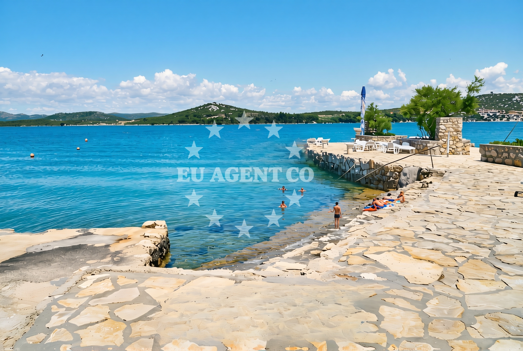 Sea and coastal view of Pašipolje, Betina (Murter) Beach in Pašipolje
