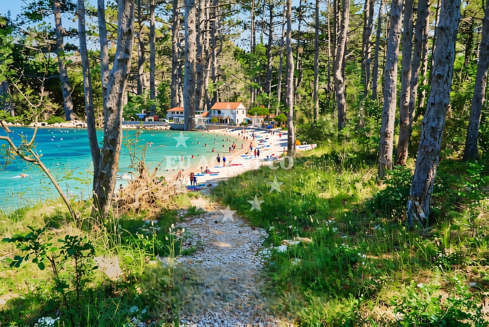 Shoreline and swimming area at Pasjak, Šilo (Krk) Beach in Pasjak