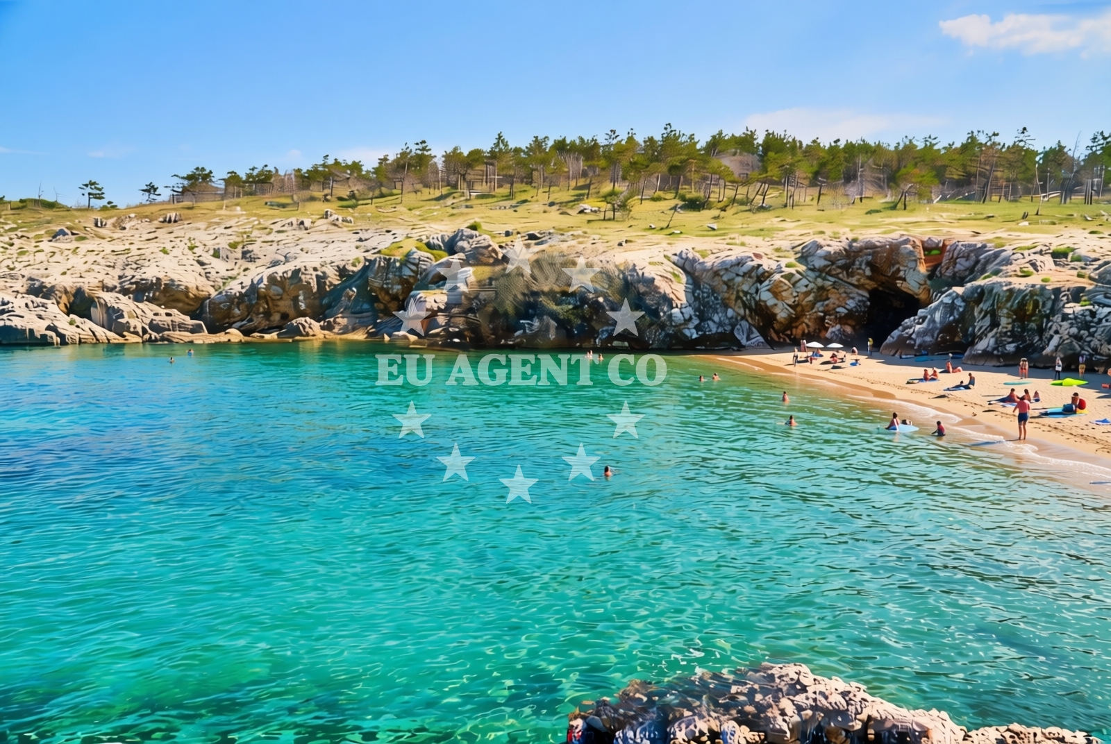 Sea and coastal view of Pasjak, Šilo (Krk) Beach in Pasjak
