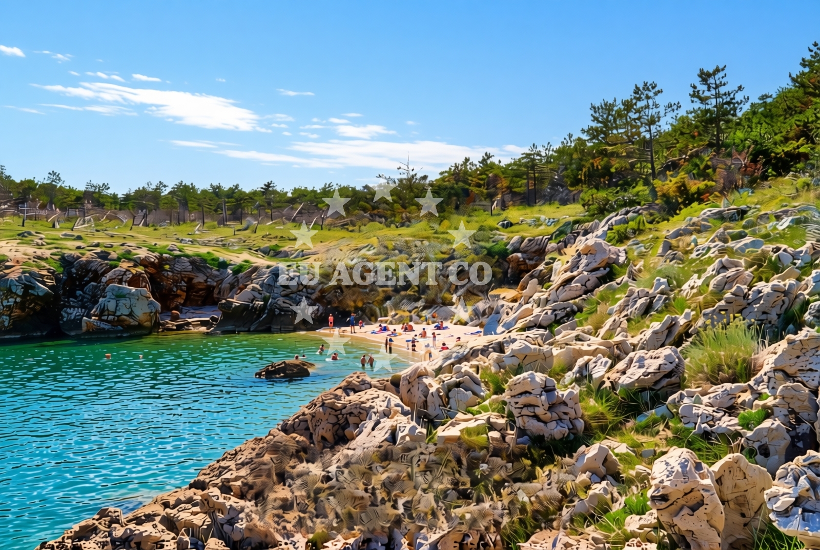 Beach facilities and surroundings at Pasjak, Šilo (Krk) Beach in Pasjak