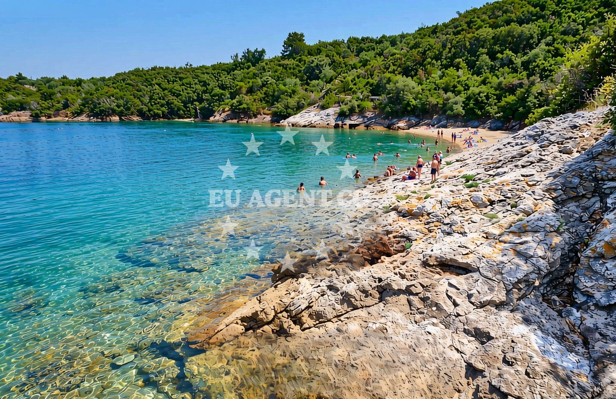 Shoreline and swimming area at Pavajsko 2, Rava (Rava) Beach in Pavajsko 2