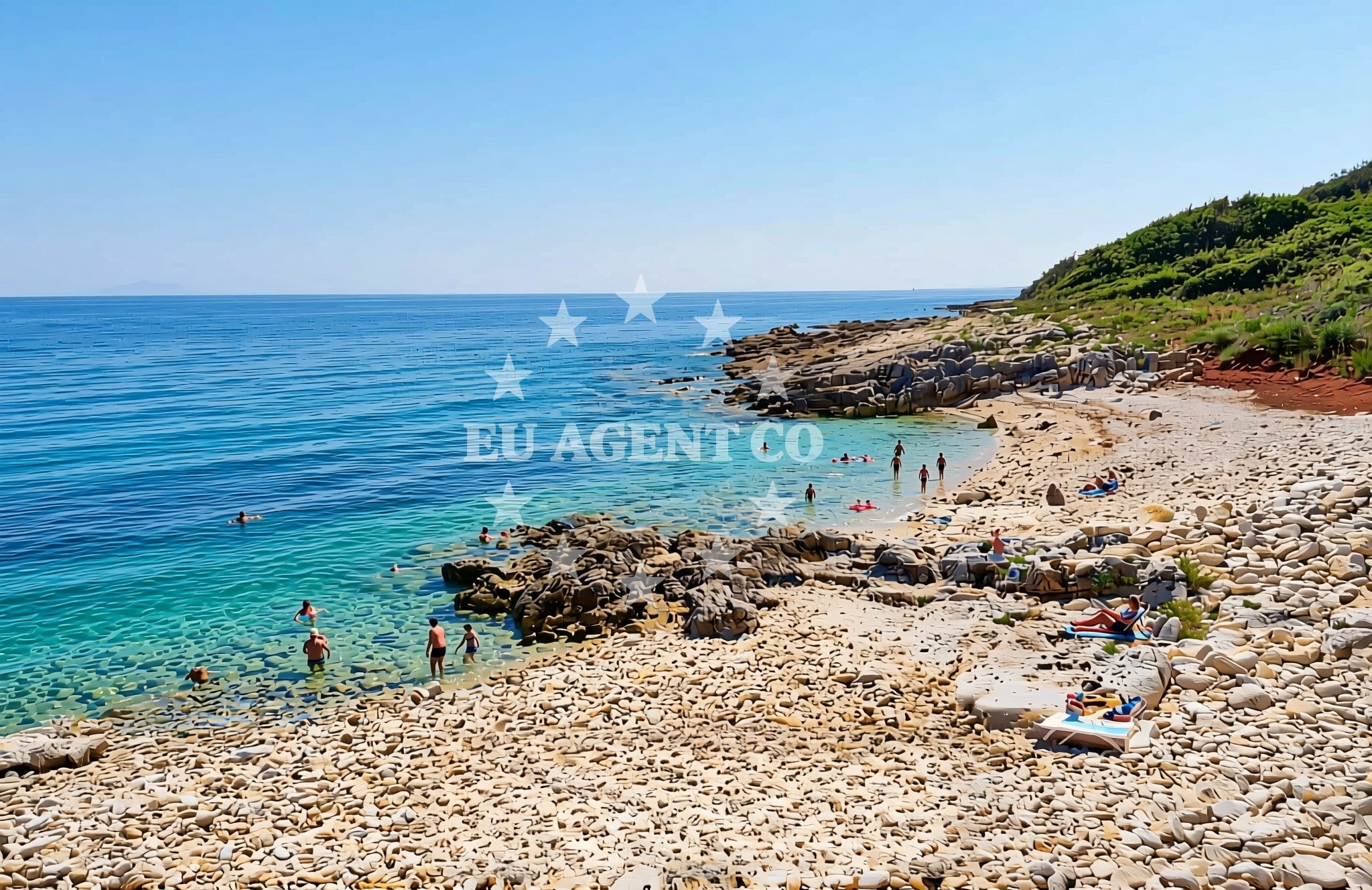 Sea and coastal view of Paviri jug, Šišan Beach in Paviri jug