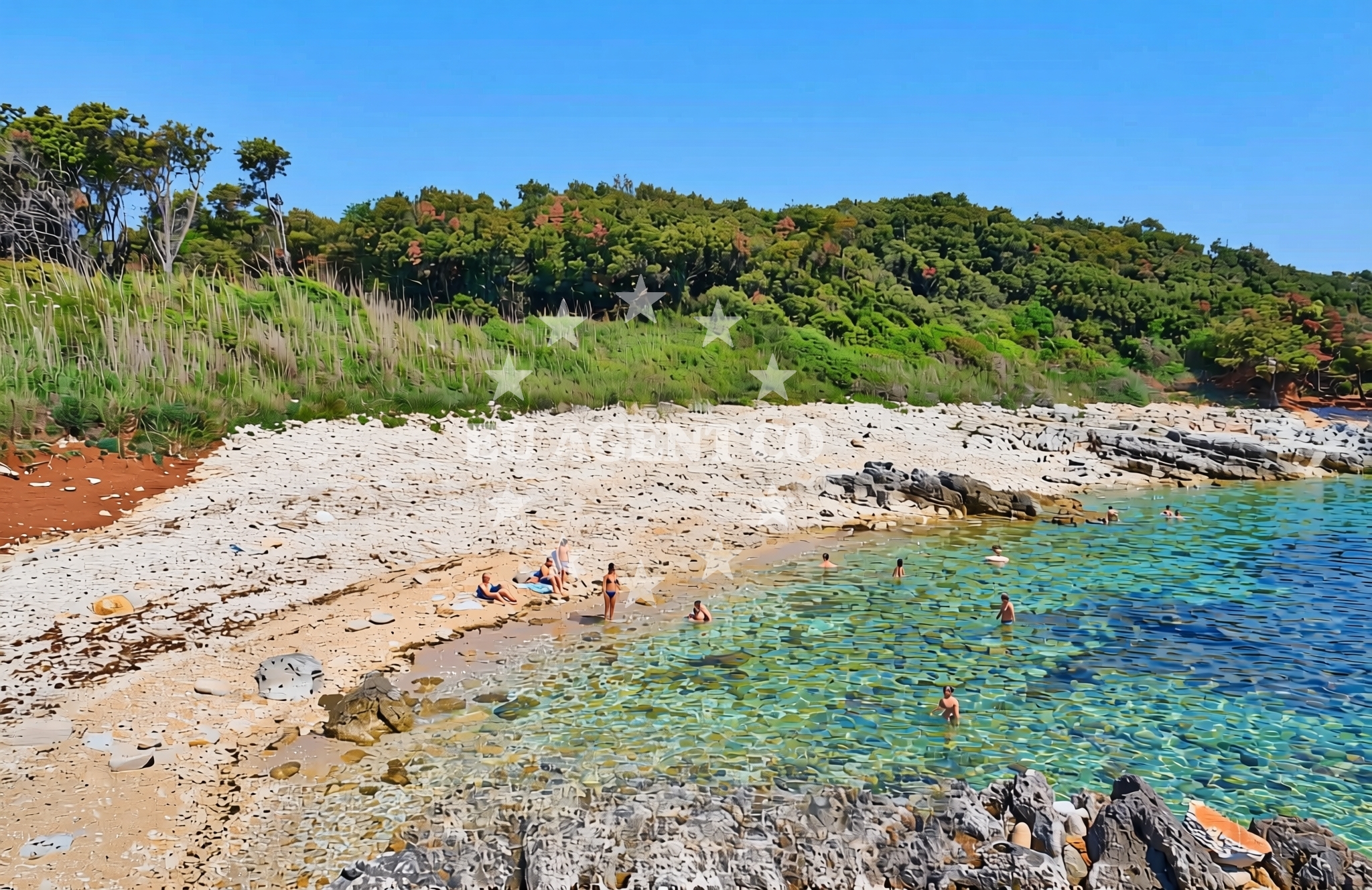 Beach facilities and surroundings at Paviri jug, Šišan Beach in Paviri jug