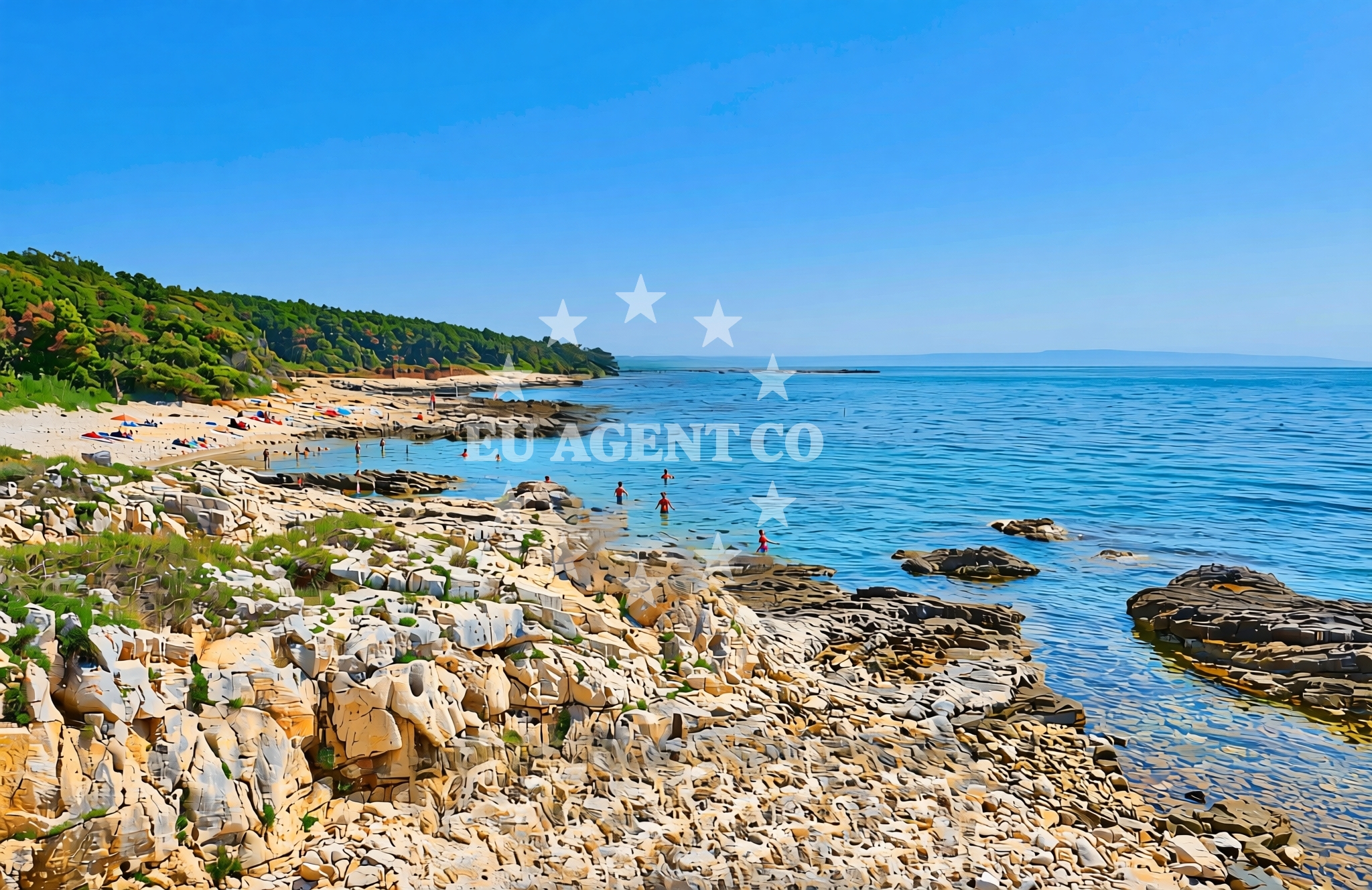 Shoreline and swimming area at Paviri sjever, Šišan Beach in Paviri sjever
