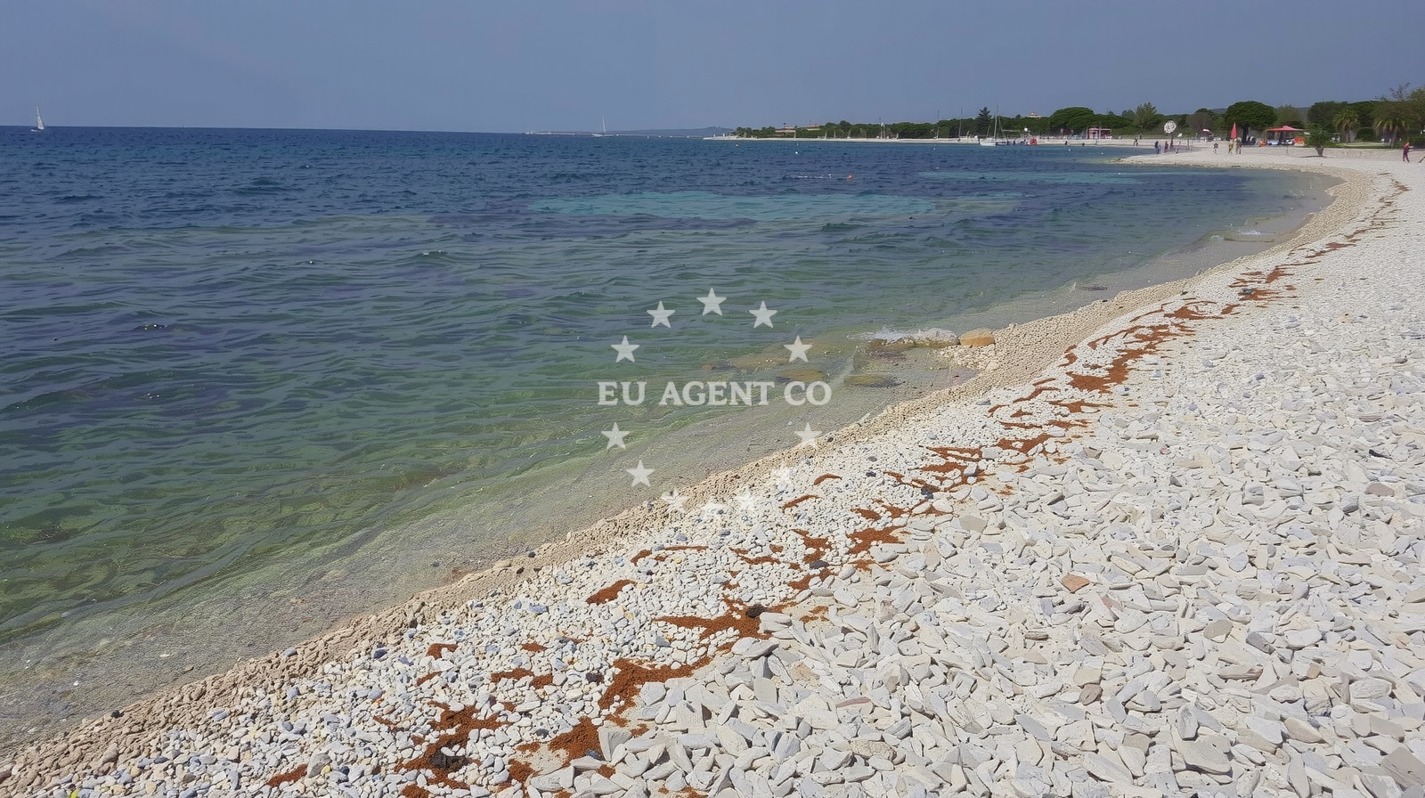 Sea and coastal view of Pebble beach in Peroj 1080, Peroj