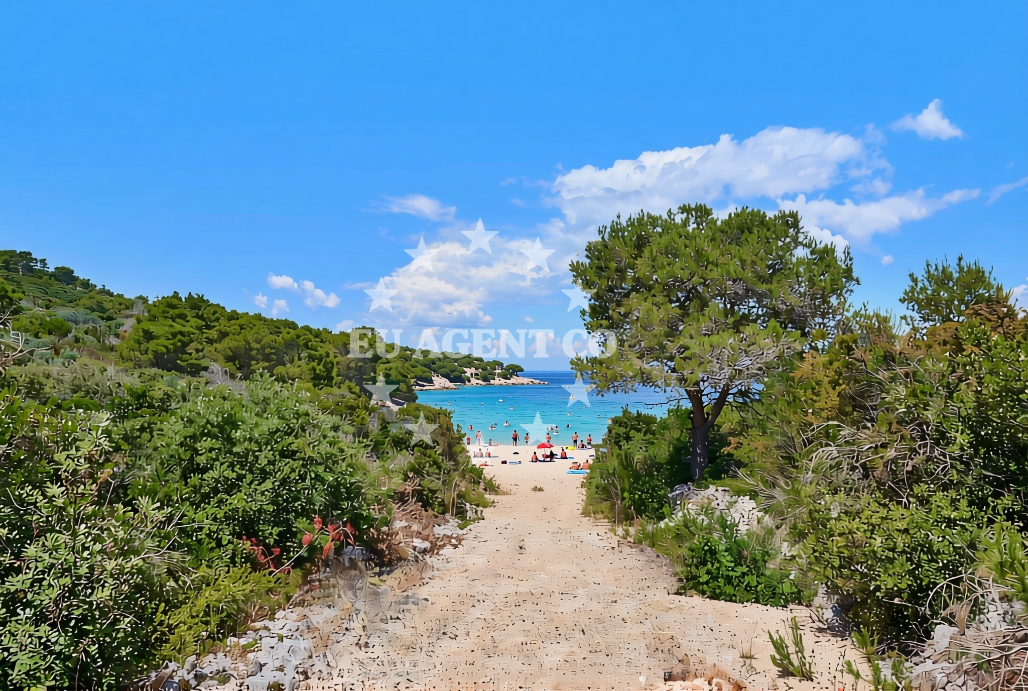 Shoreline and swimming area at Pečeno, Veli Iž (Iž) Beach in Pečeno
