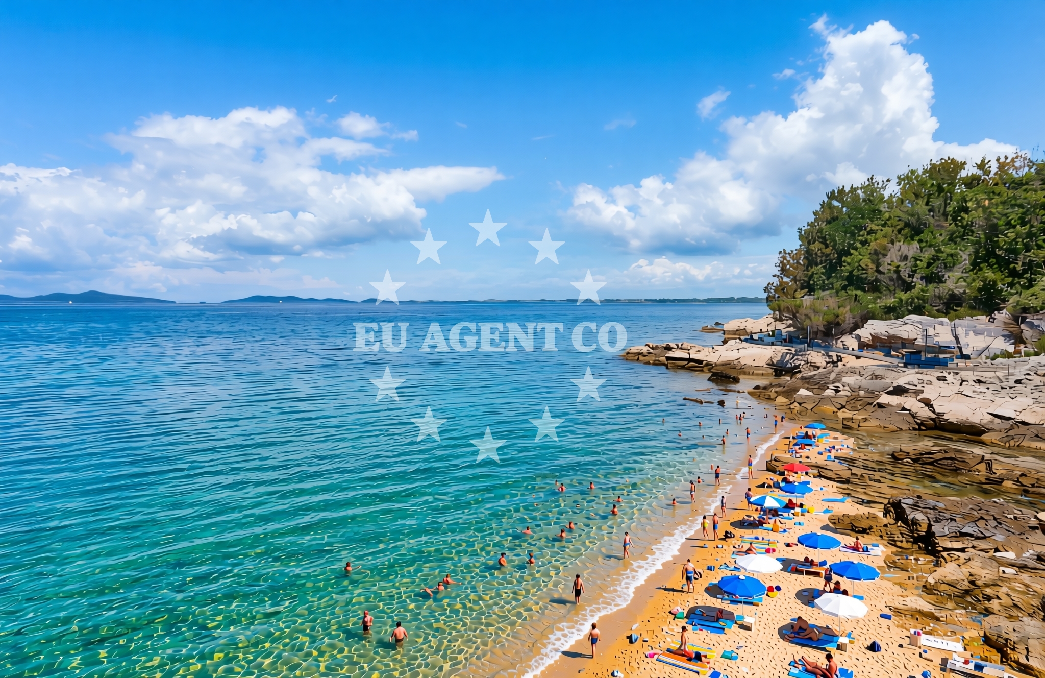 Sea and coastal view of Pečeno, Veli Iž (Iž) Beach in Pečeno