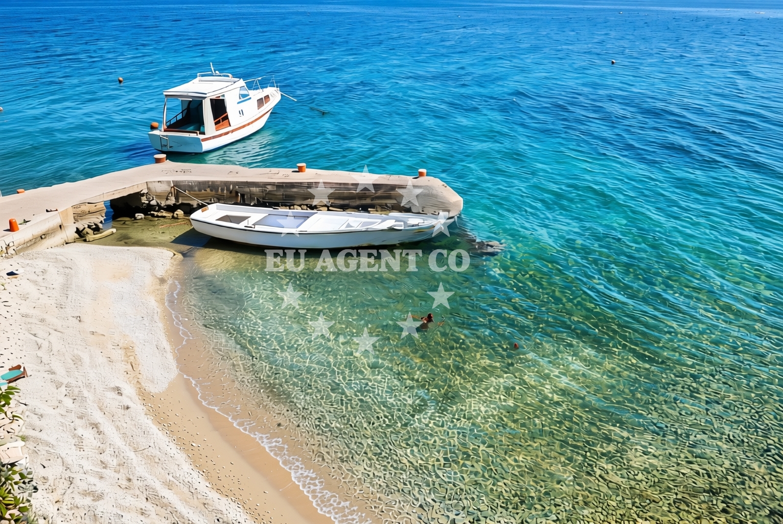 Shoreline and swimming area at Pećine, Seget Donji Beach in Pećine