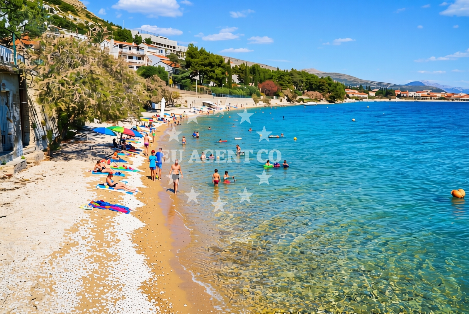 Sea and coastal view of Pećine, Seget Donji Beach in Pećine