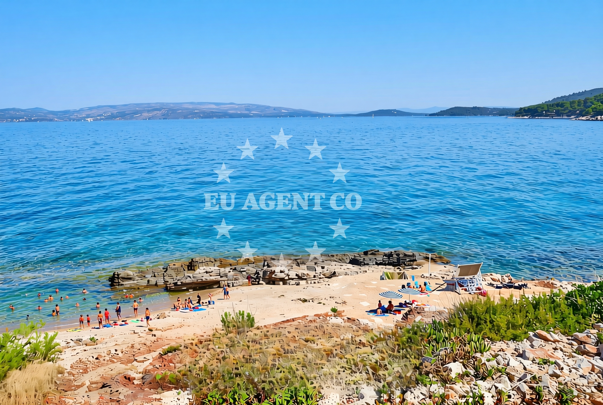 Sea and coastal view of Pelegrin, Stomorska (Šolta) Beach in Pelegrin