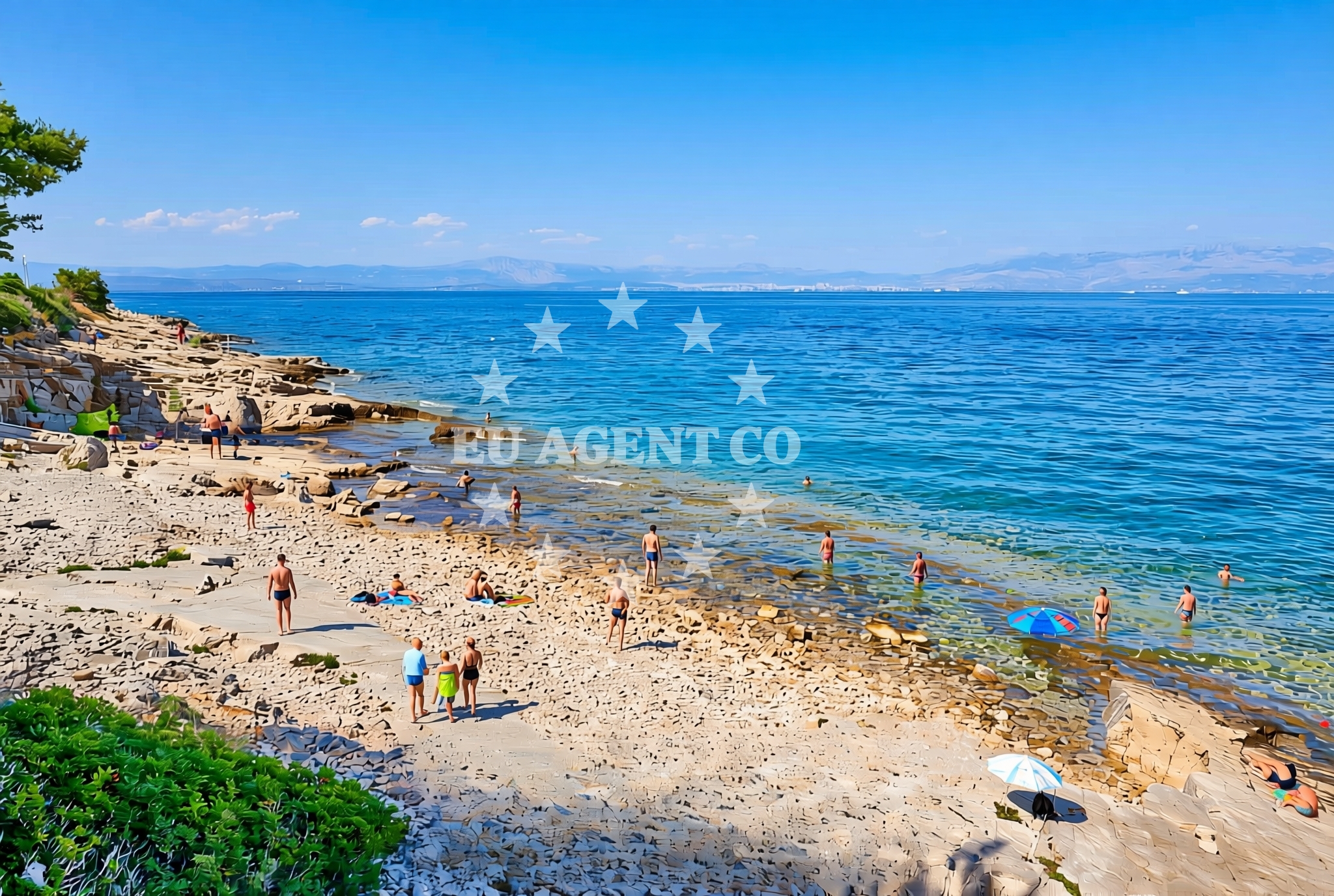 Beach facilities and surroundings at Pelegrin, Stomorska (Šolta) Beach in Pelegrin