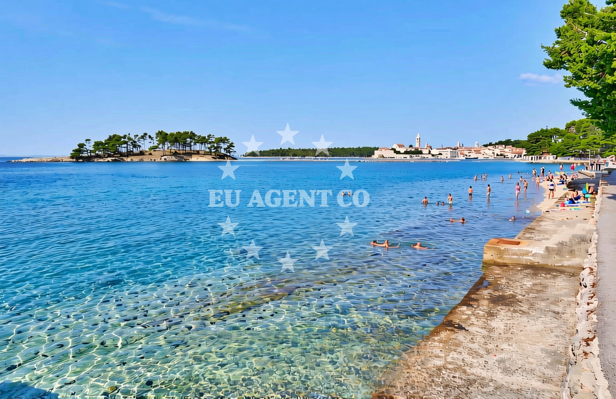 Overview of Pende, Banjol (Rab) Beach in Pende