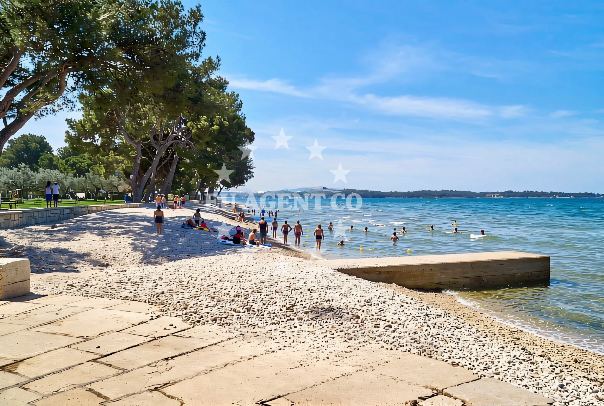 Shoreline and swimming area at Perer (dog beach), Fažana Beach in Perer (plaža za pse)