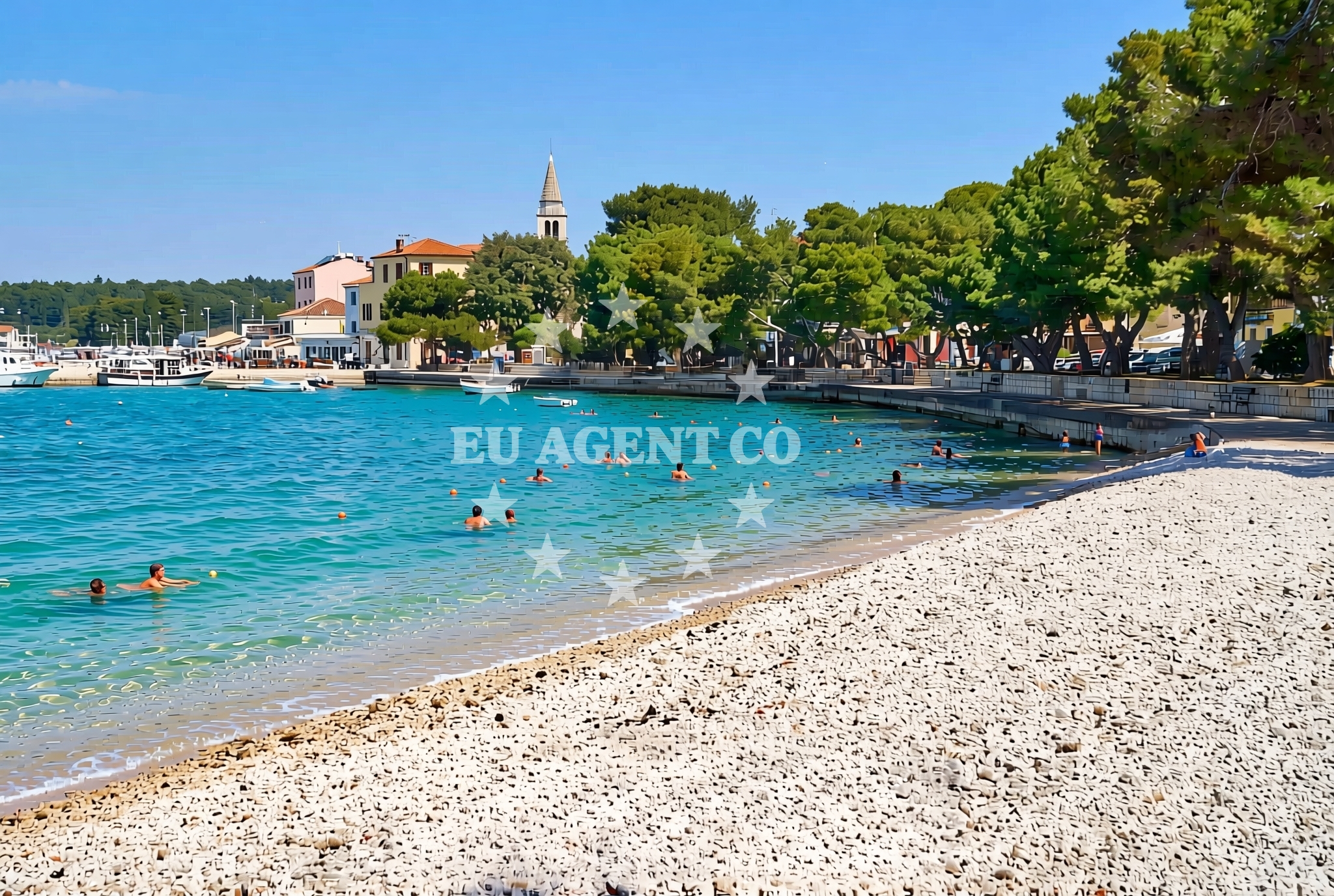 Sea and coastal view of Perer (dog beach), Fažana Beach in Perer (plaža za pse)