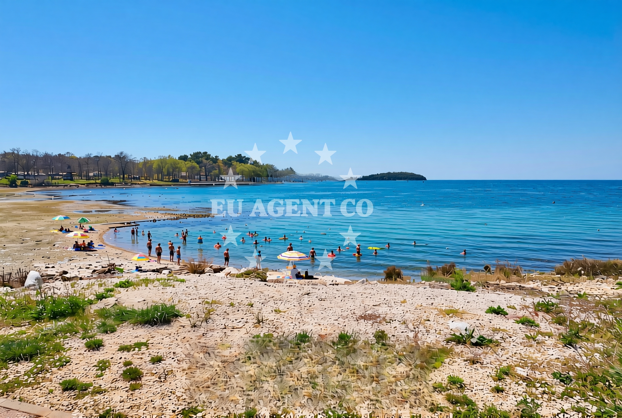 Overview of Perila (dog beach), Funtana Beach in Perila (plaža za pse)