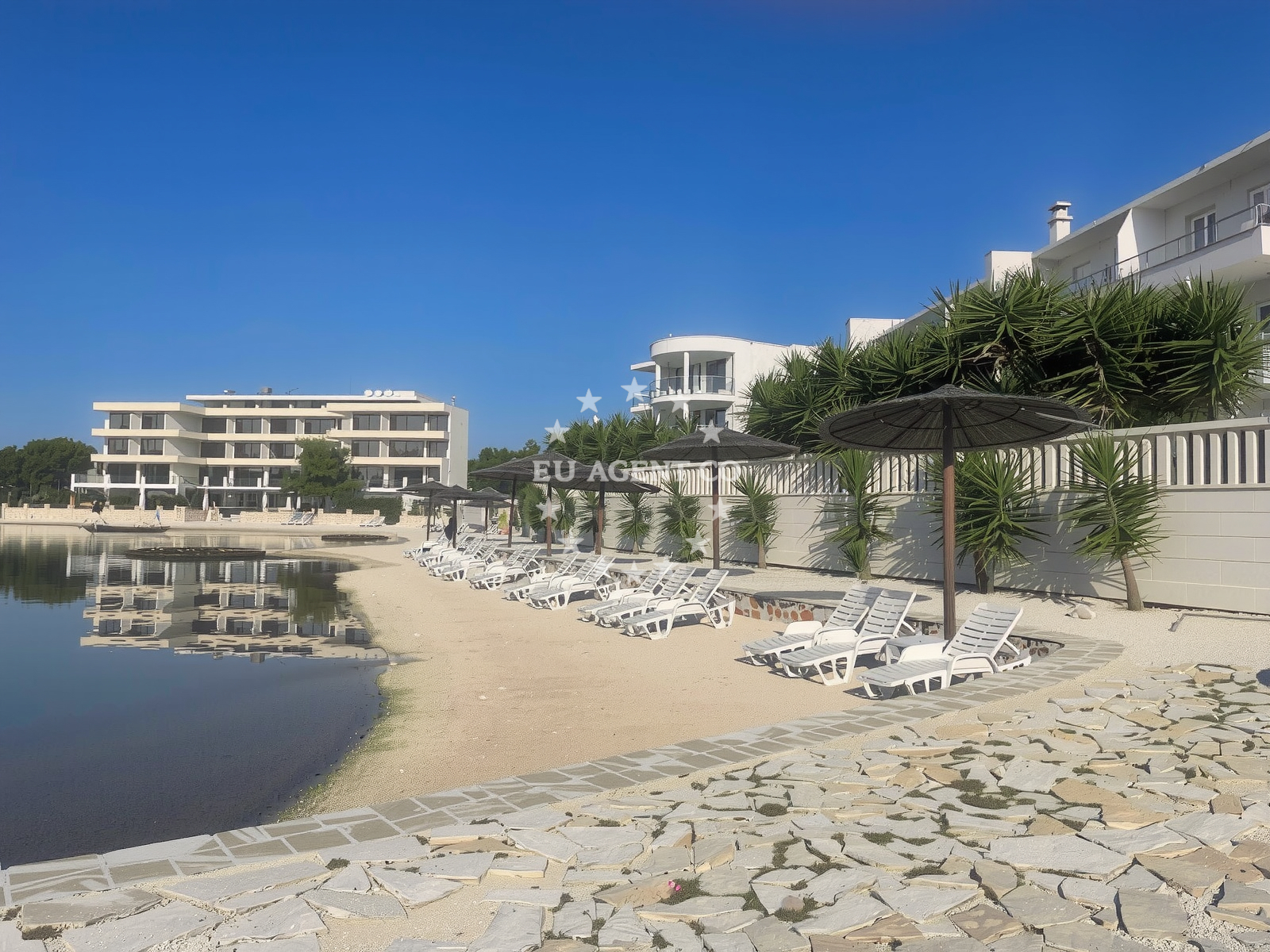 Sea and coastal view of Perla Beach