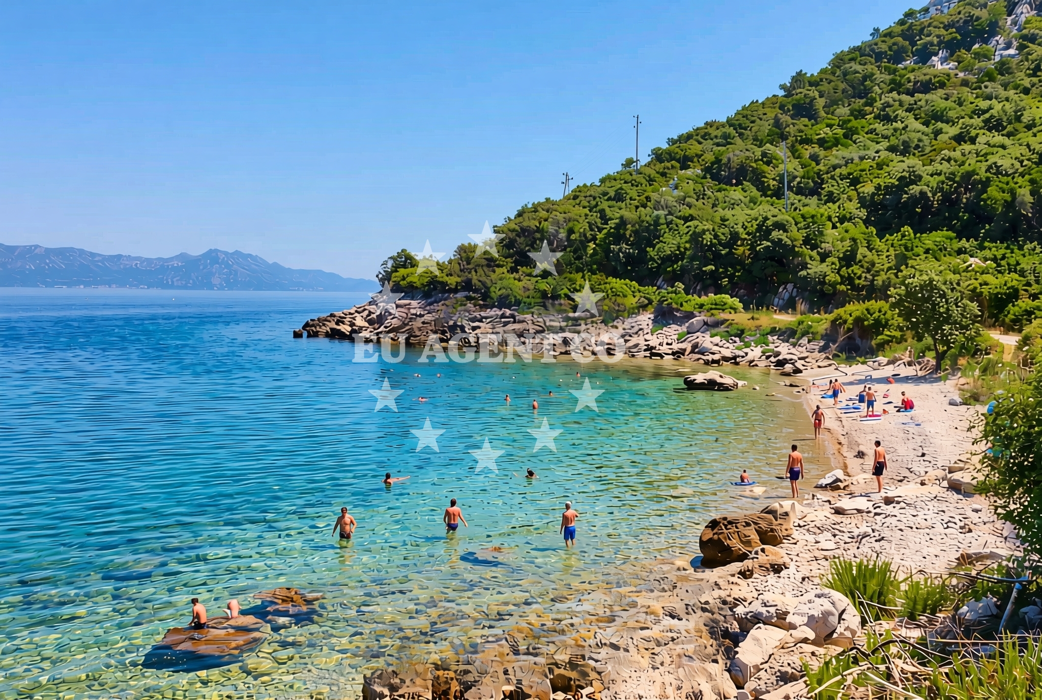 Overview of Perna, Donja Vrućica Beach in Perna
