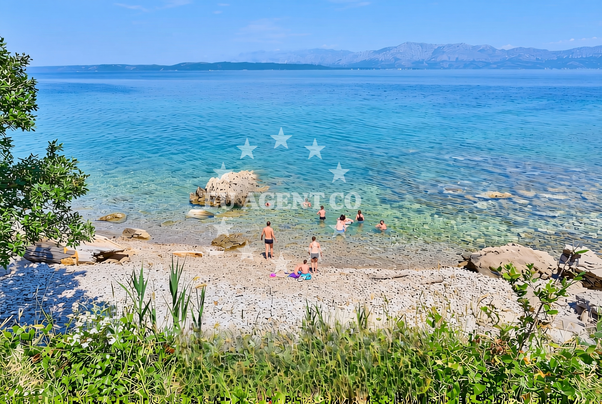 Sea and coastal view of Perna, Donja Vrućica Beach in Perna