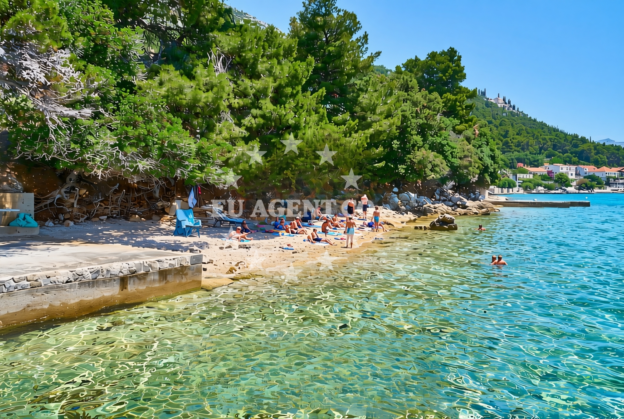 Shoreline and swimming area at Perna istok, Kučište Beach in Perna istok