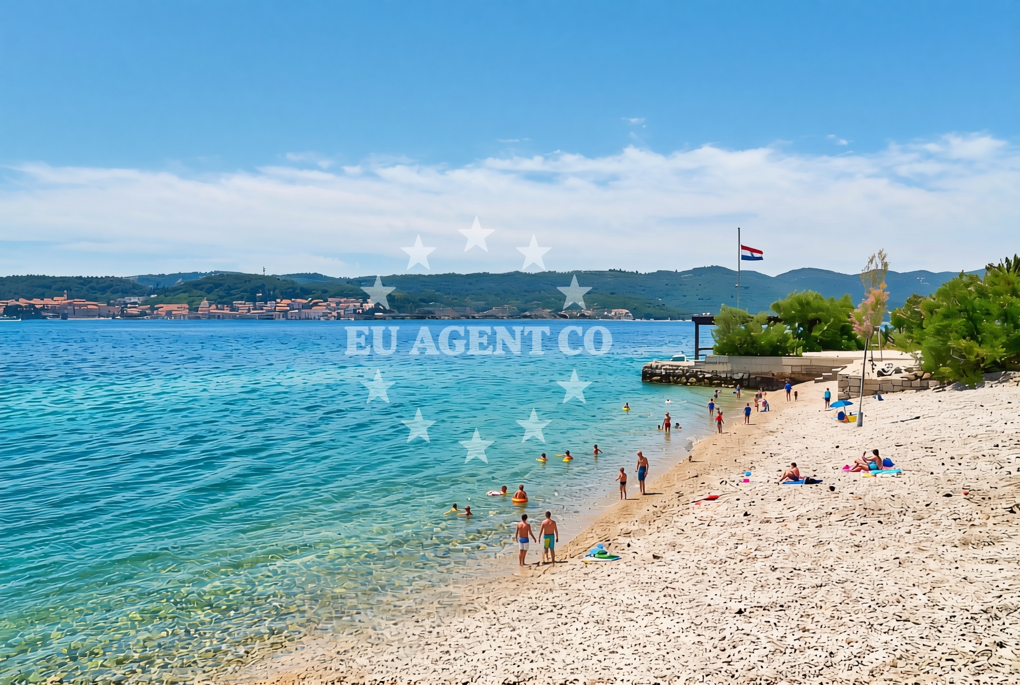 Beach facilities and surroundings at Perna istok, Kučište Beach in Perna istok