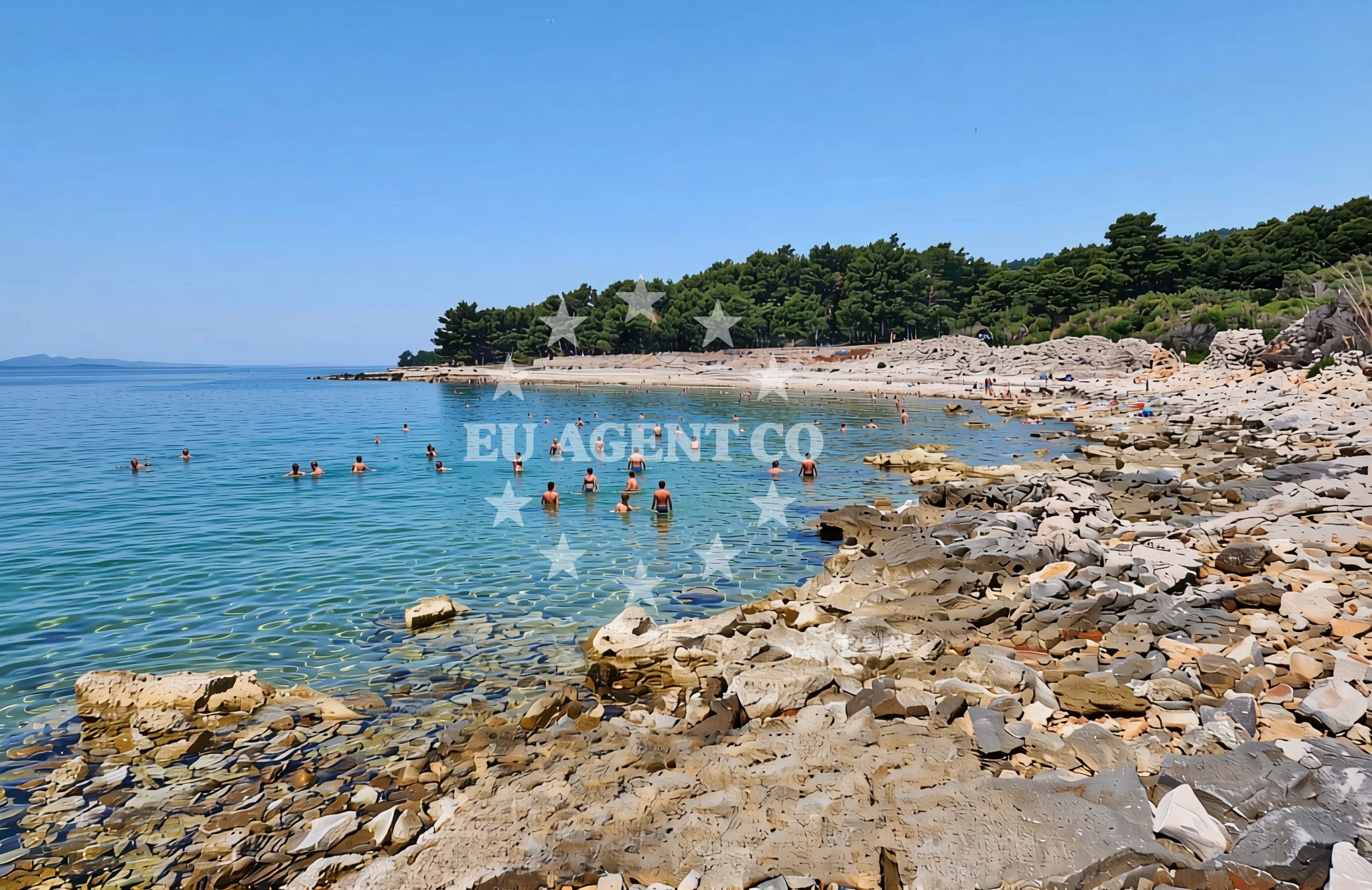 Sea and coastal view of Perna istok, Sućuraj (Hvar) Beach in Perna istok